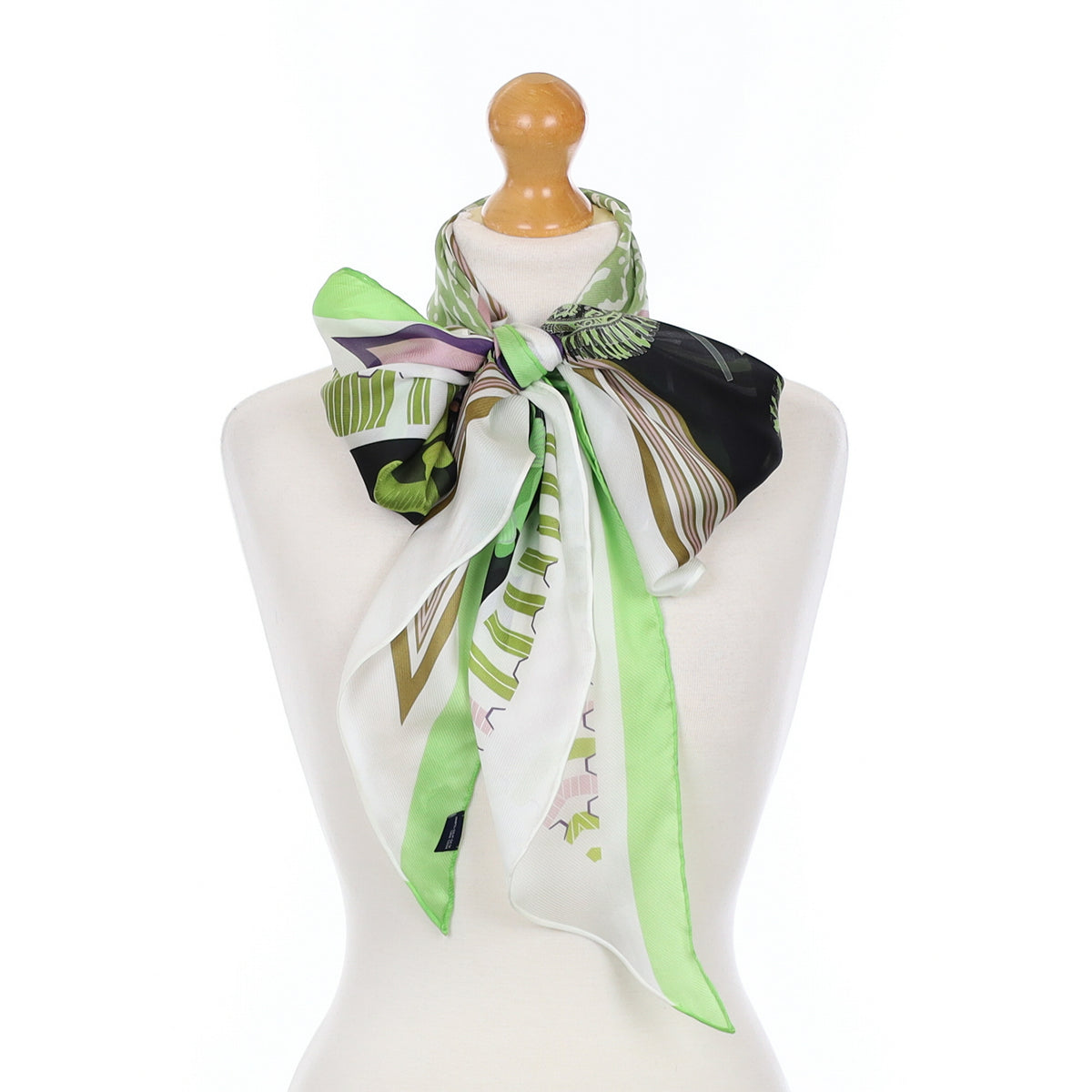 Lime Green Patterned Silk Scarf