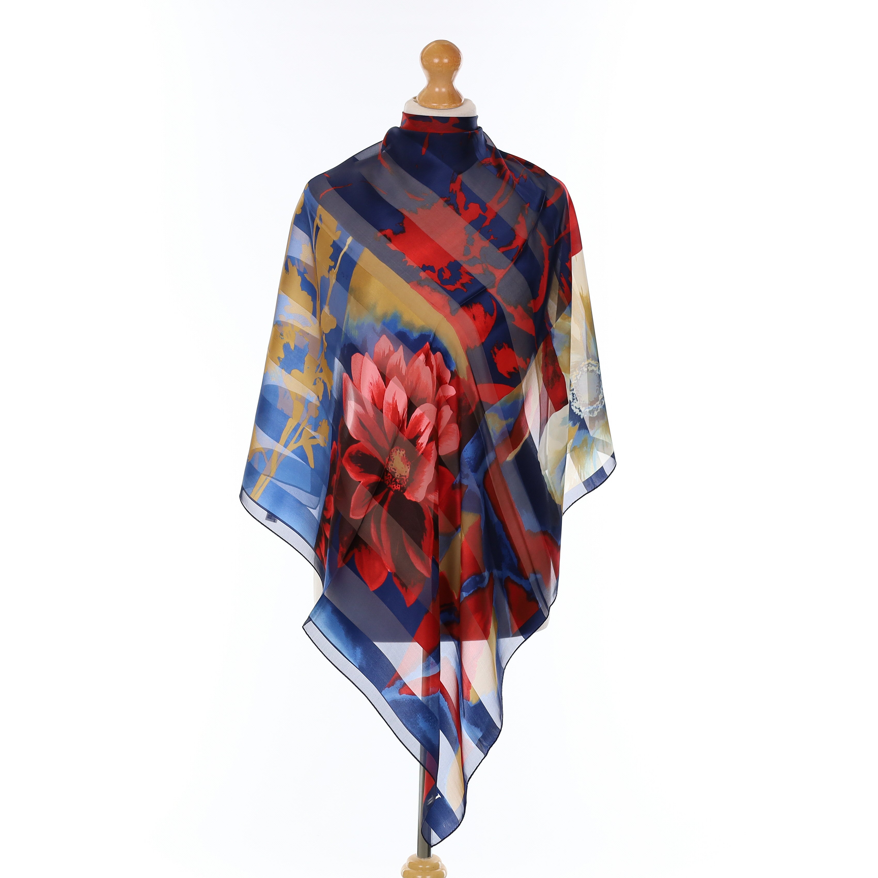 Brand New Abstract Floral Silk Scarf
