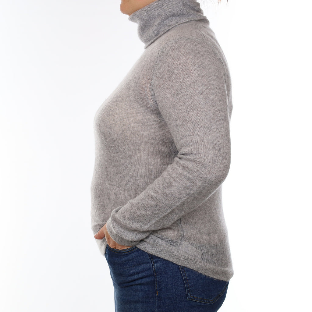 The White Company Smoke Grey Cashmere Lightweight Polo Neck Jumper Large