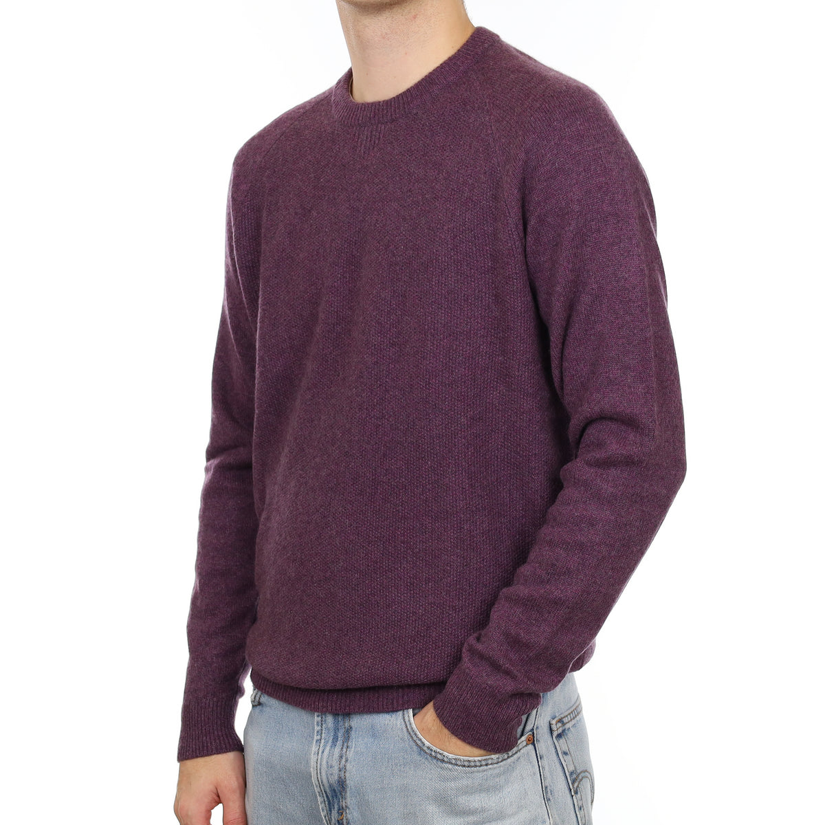 Men's Neiman Marcus Purple Marl Cashmere Crew Neck Jumper Large