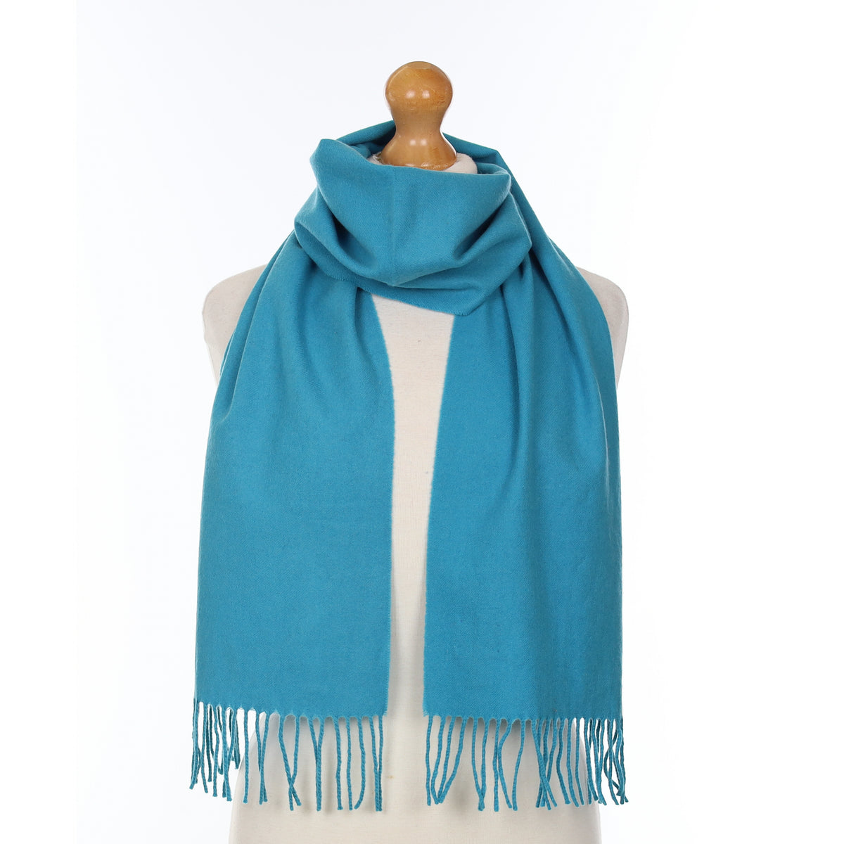 Teal Blue Cashmere Woven Scarf