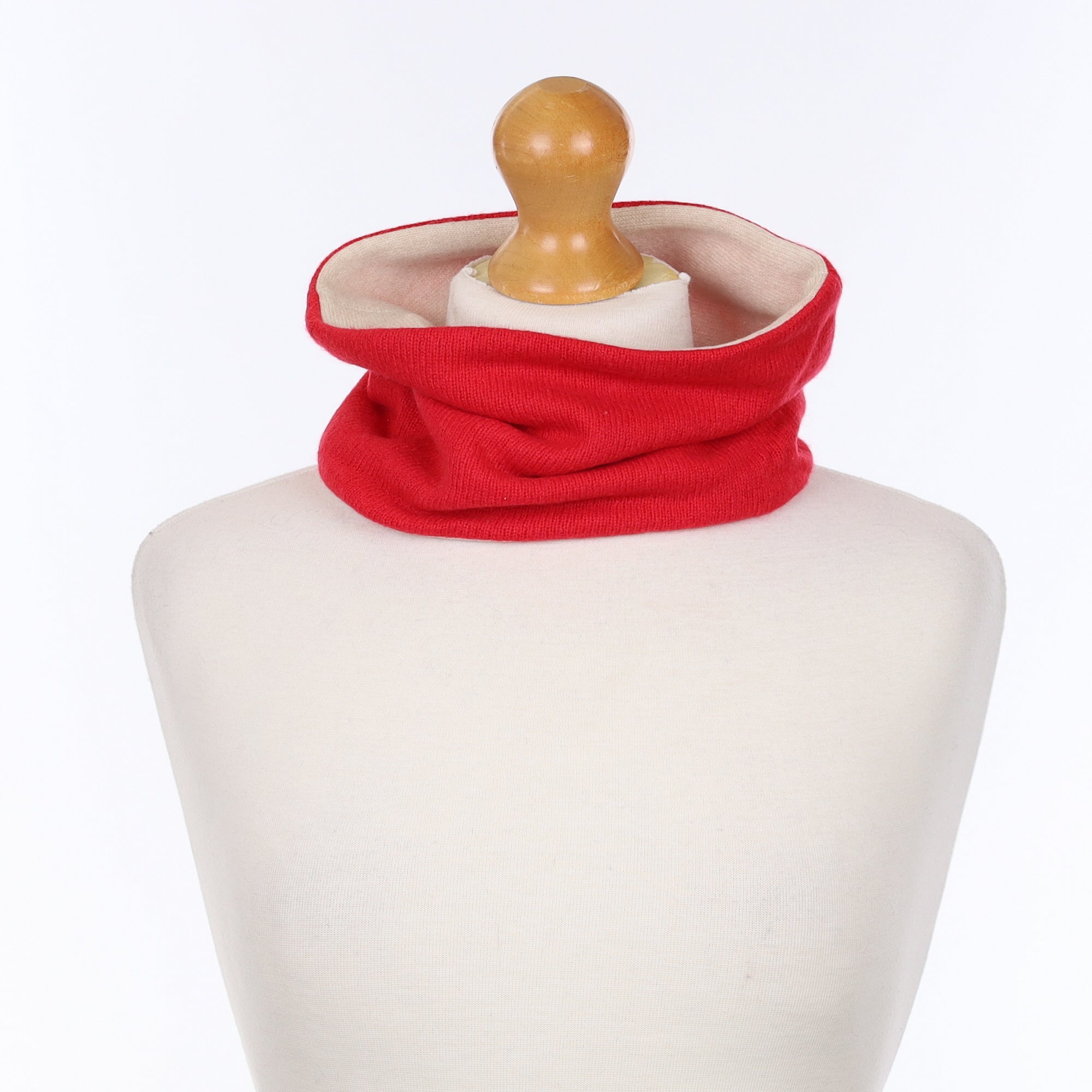 Scarlet Red and Ivory Neck Warmer