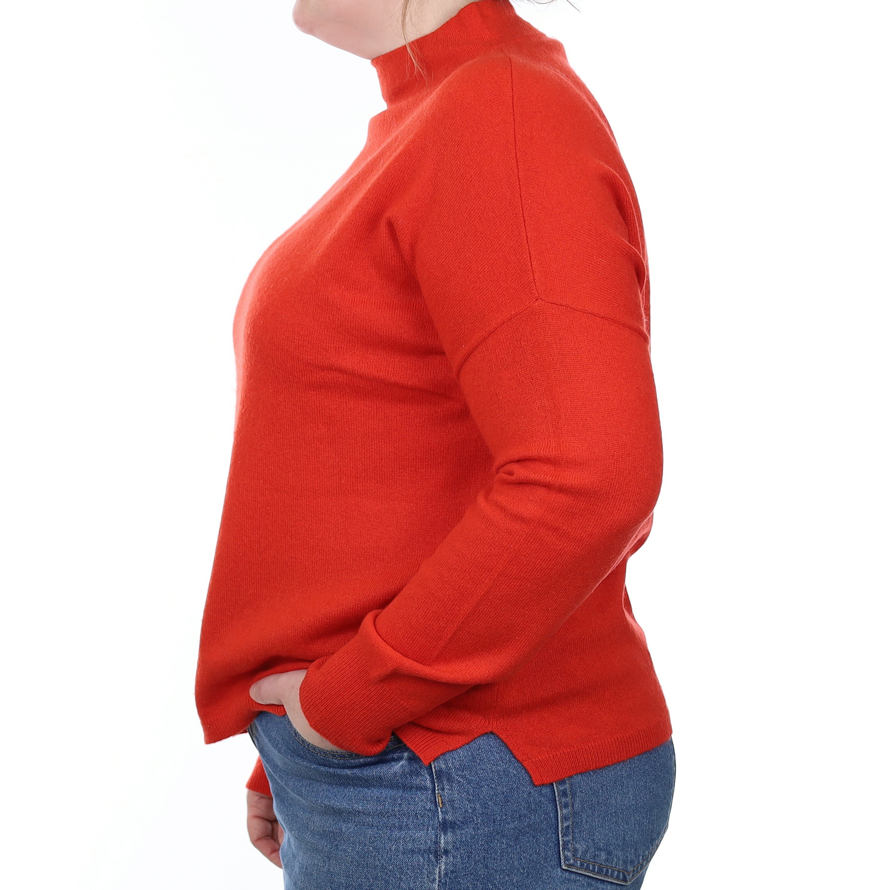 Fiery Orange Cashmere Turtle Neck Jumper Large