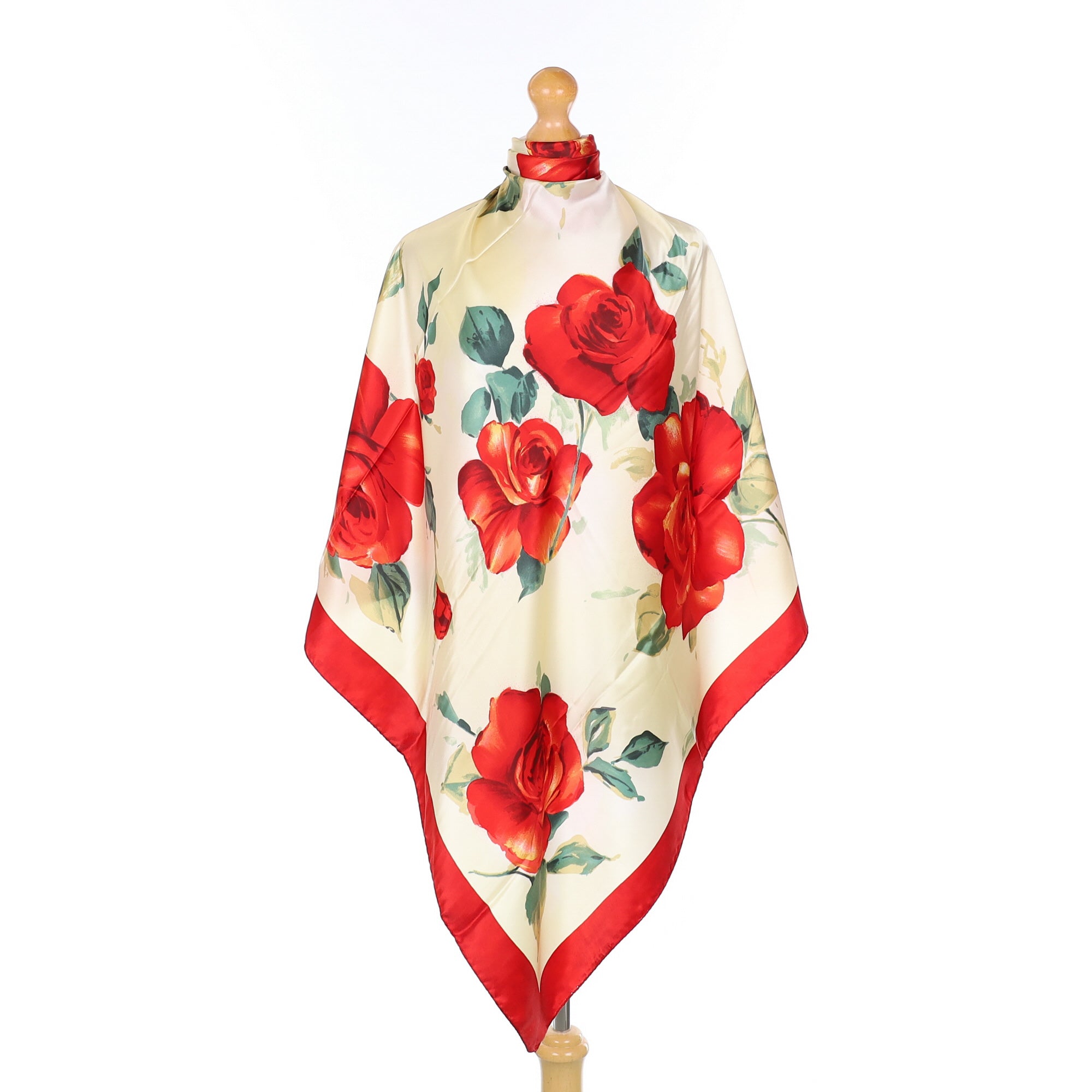Brand New Red Rose Silk Scarf