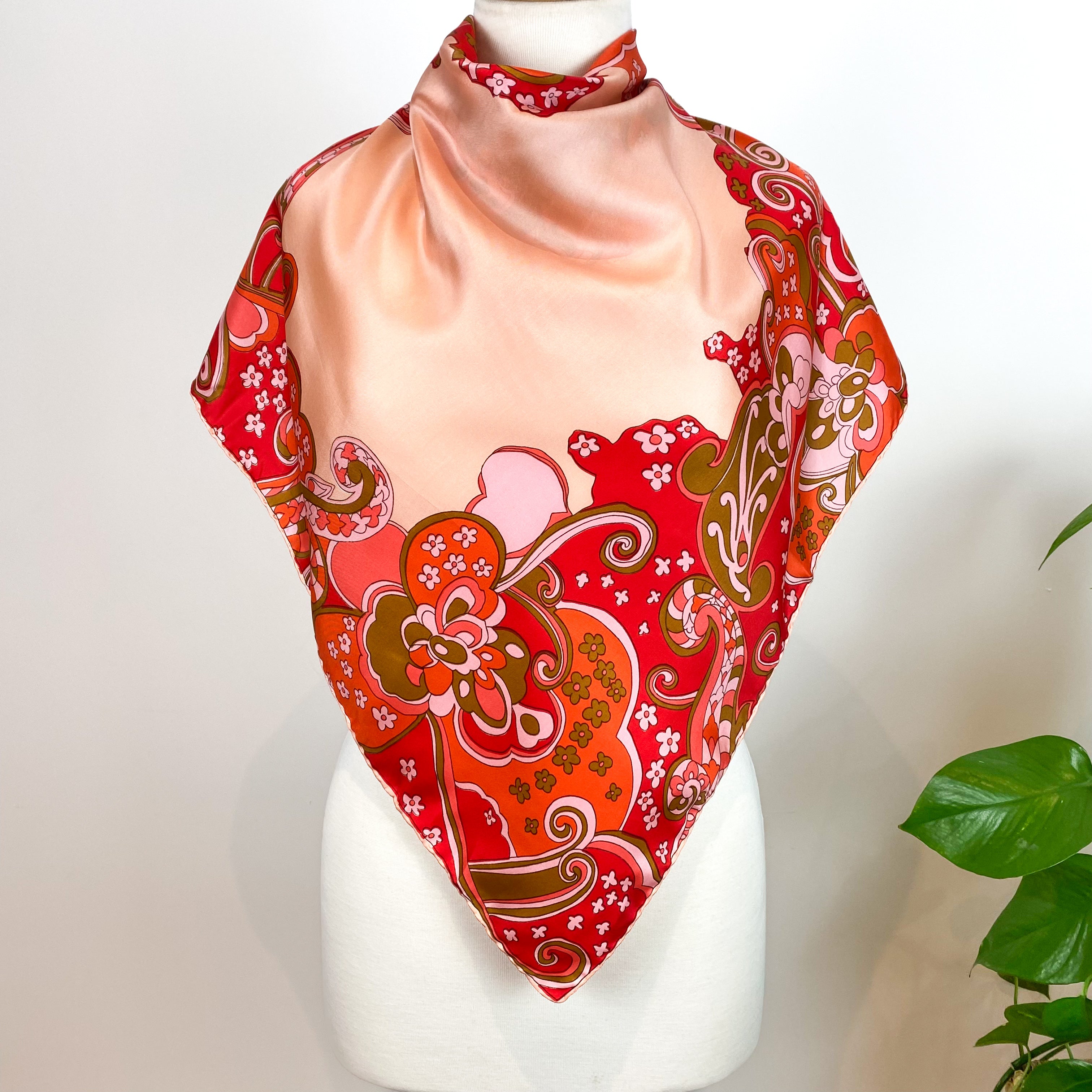 1970s Paisley Vintage Silk Scarf