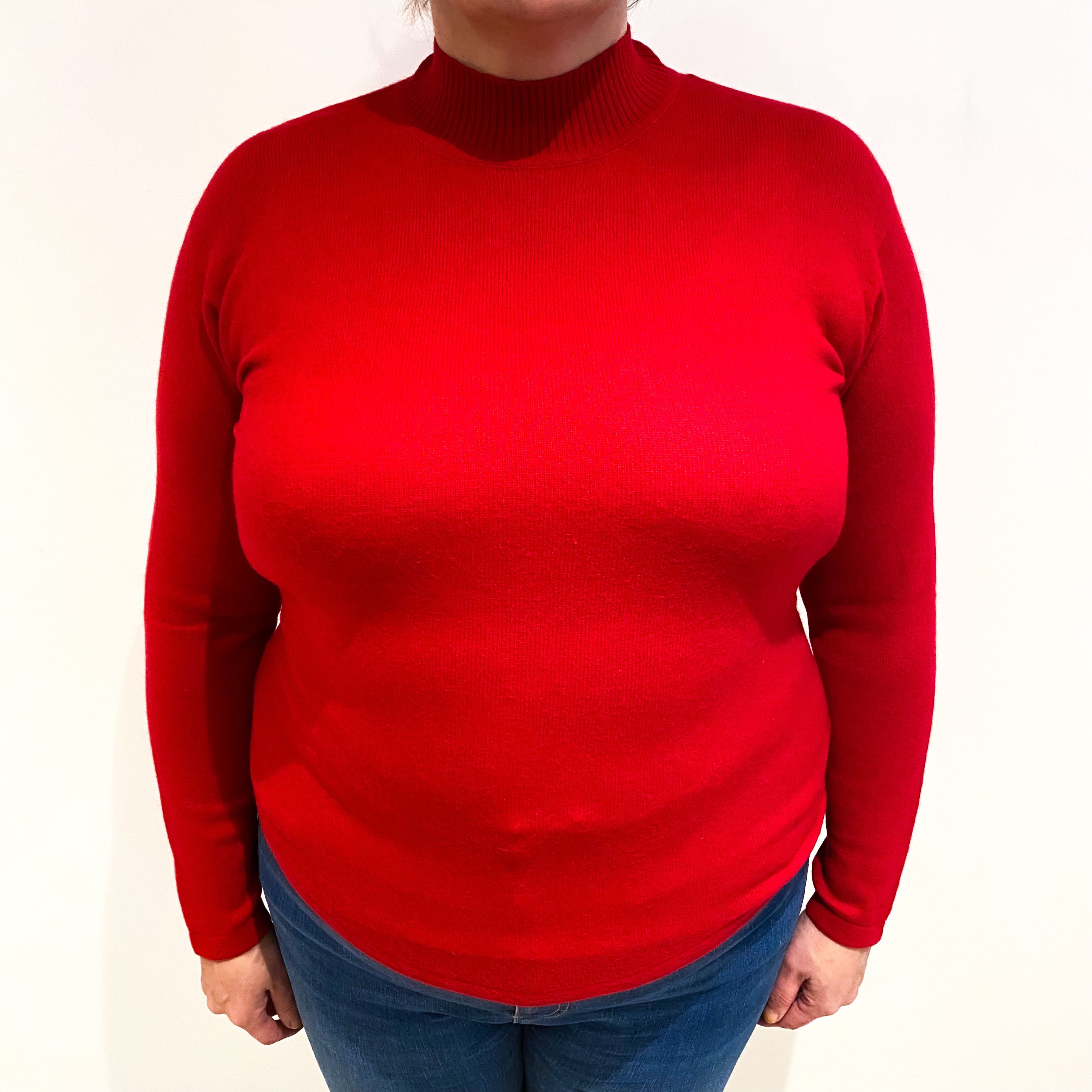 Scarlet Red Cashmere Turtle Neck Jumper Extra Large