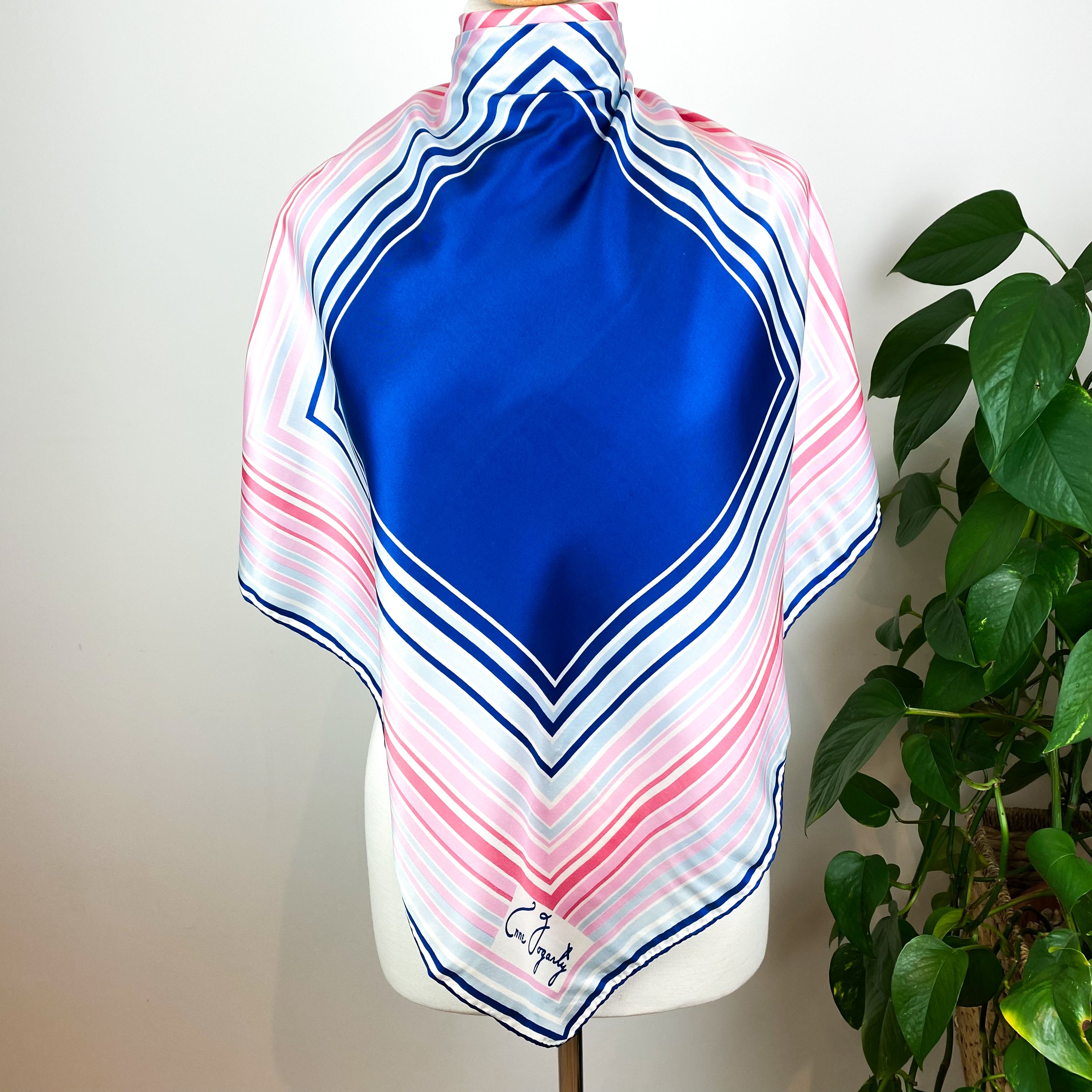 1970’s Anne Fogarty Vintage Striped Silk Scarf