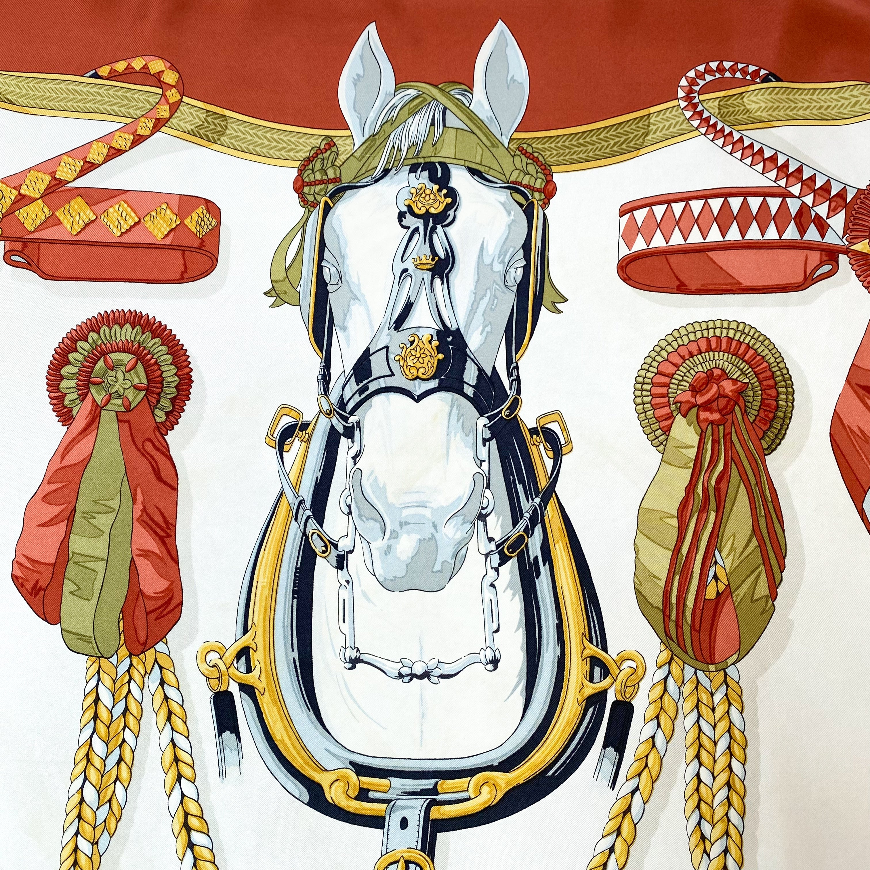 Hermès Frontaux et Cocardes 1969 Vintage Silk Scarf