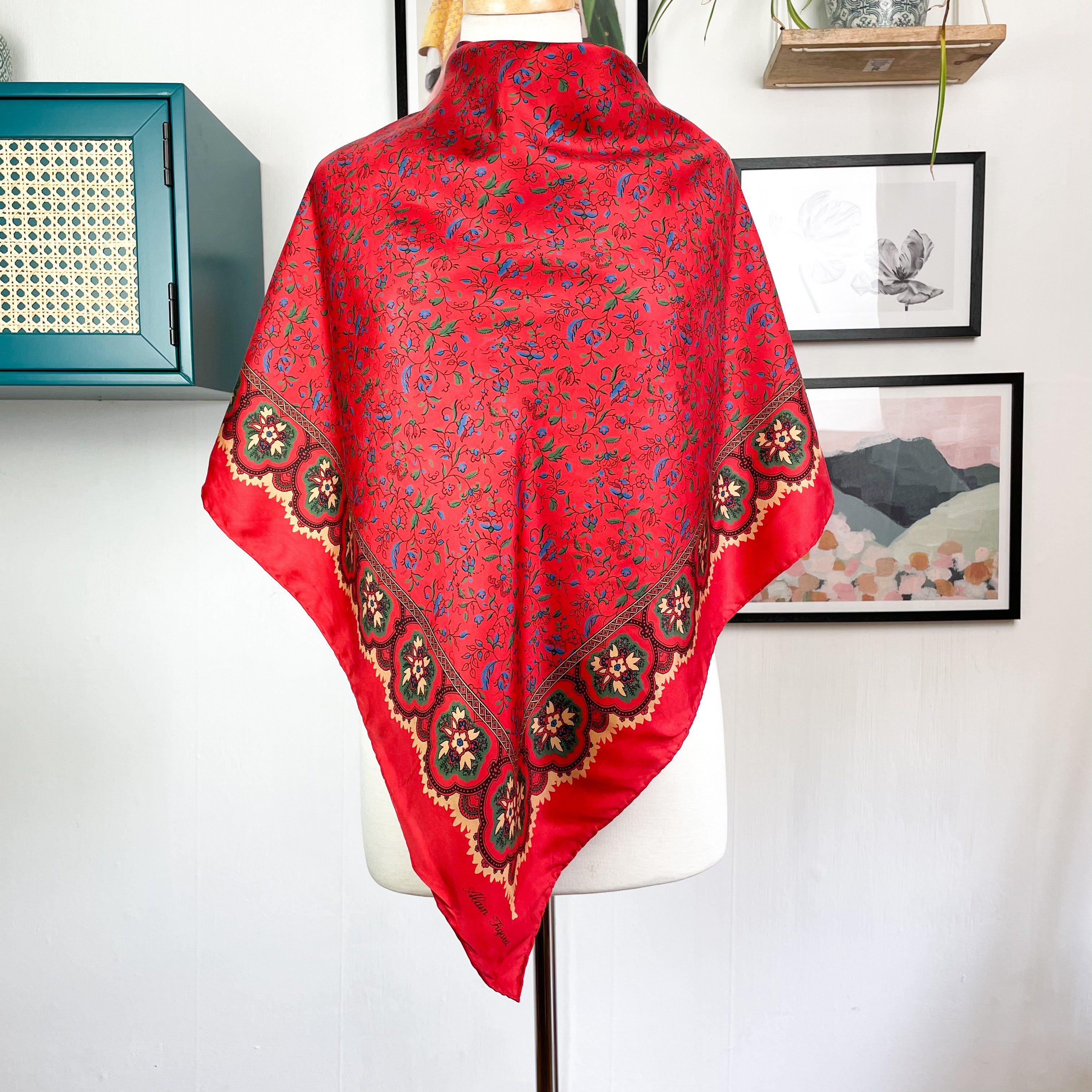 Alain Figaret Floral Vintage Silk Scarf