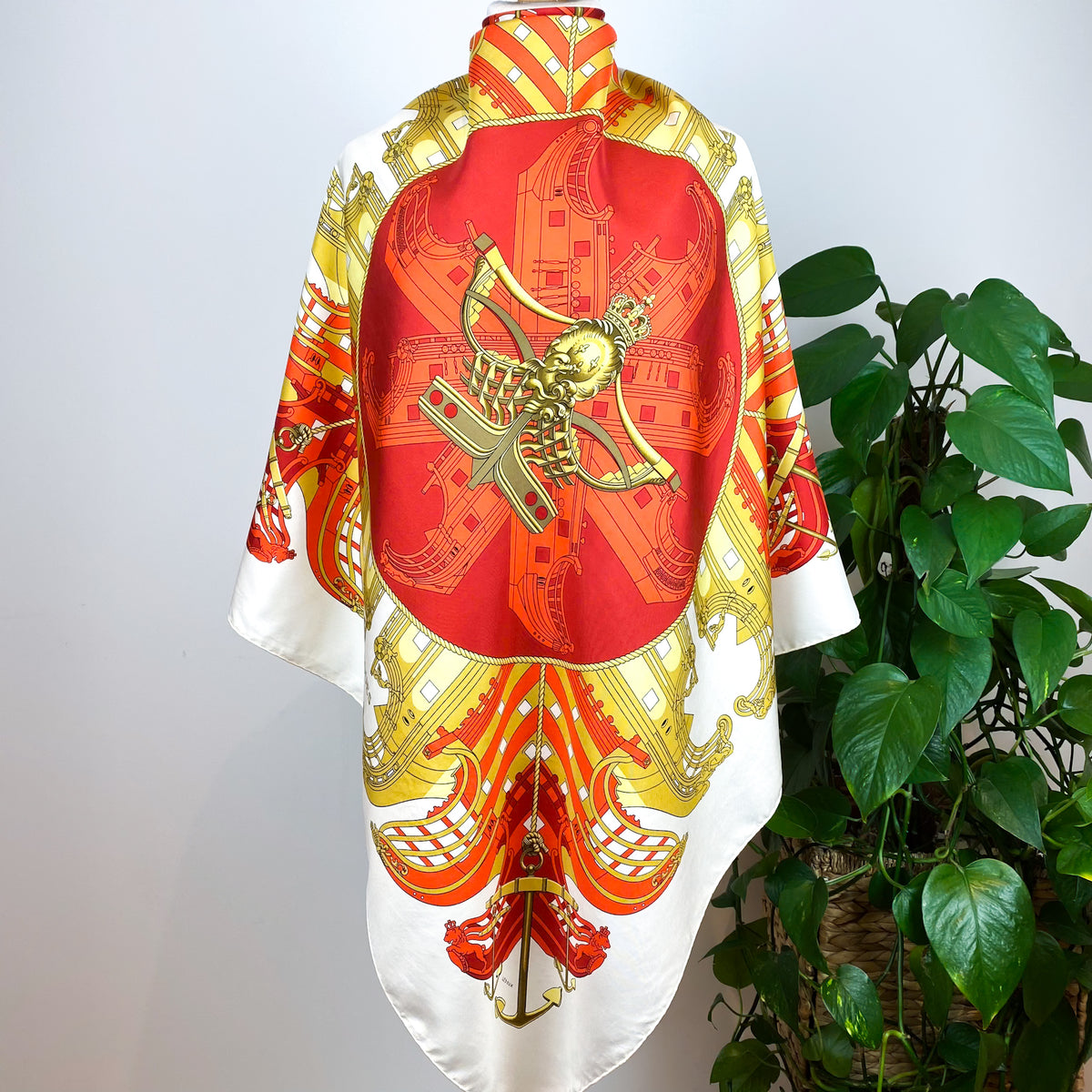 Boxed Hermes Proues 1974 Designer Silk Scarf
