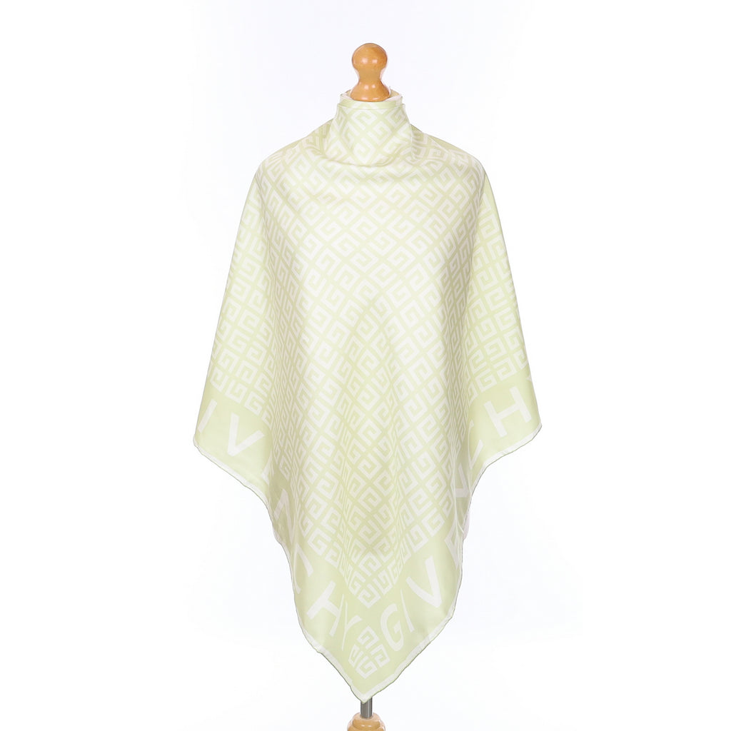 Brand New Givenchy Pale Green and White Silk Scarf