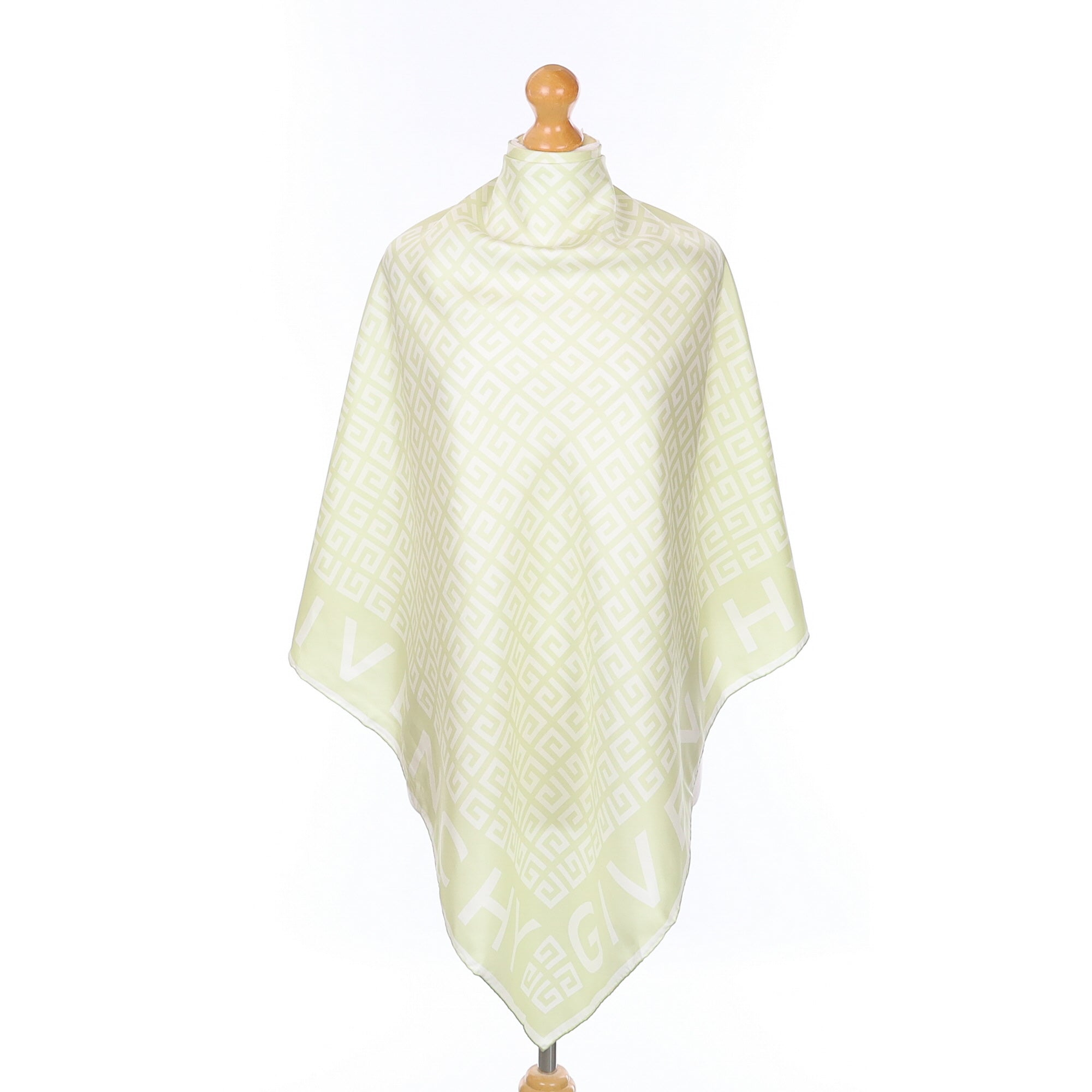 Brand New Givenchy Pale Green and White Silk Scarf