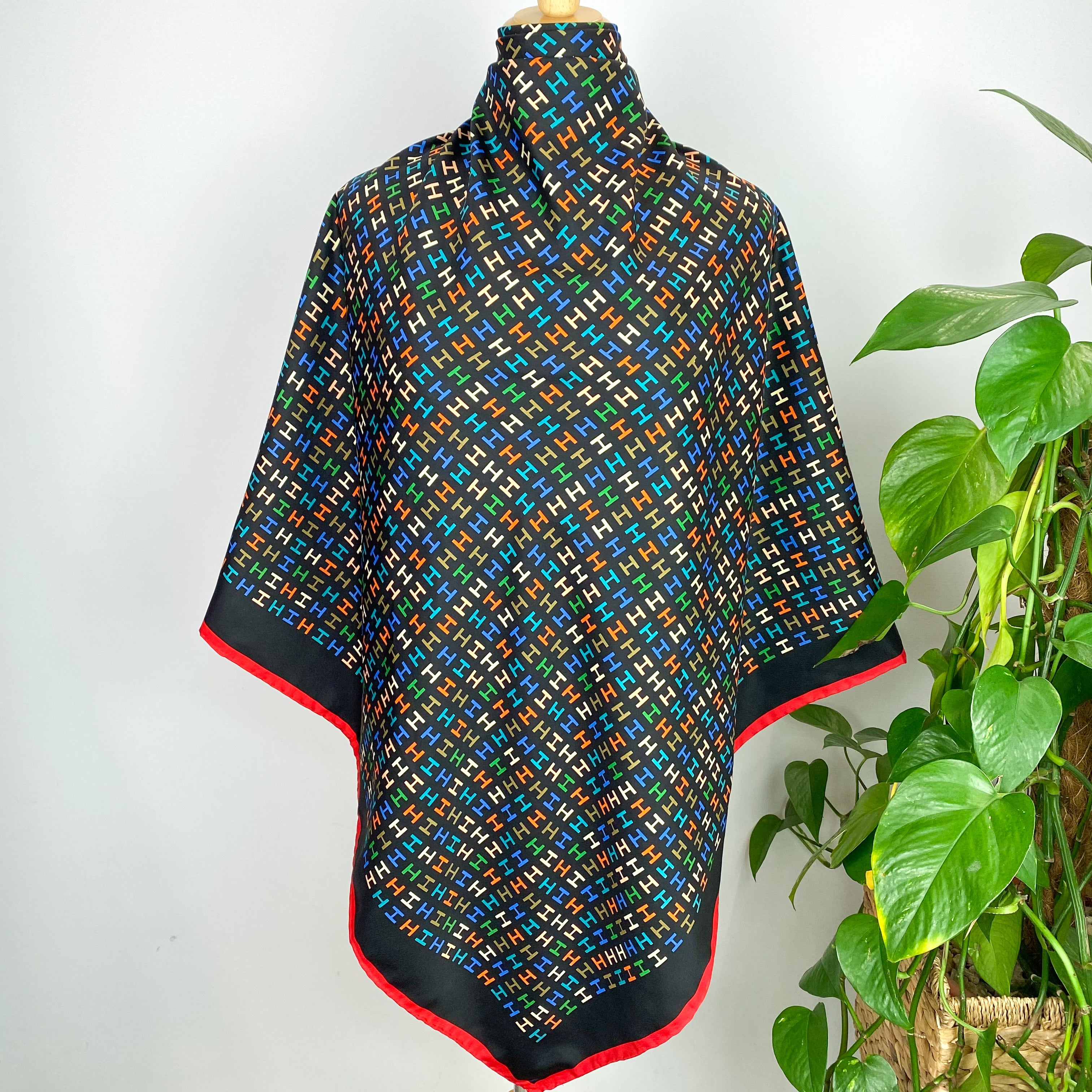 Modern Black Design Silk Scarf