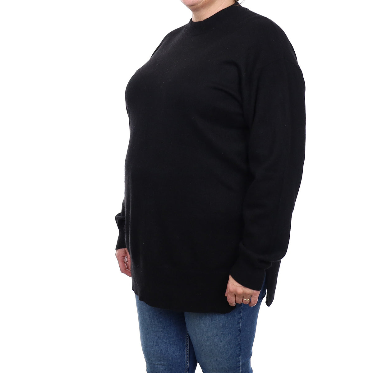 Black Cashmere Longline Turtle Neck Jumper XXL
