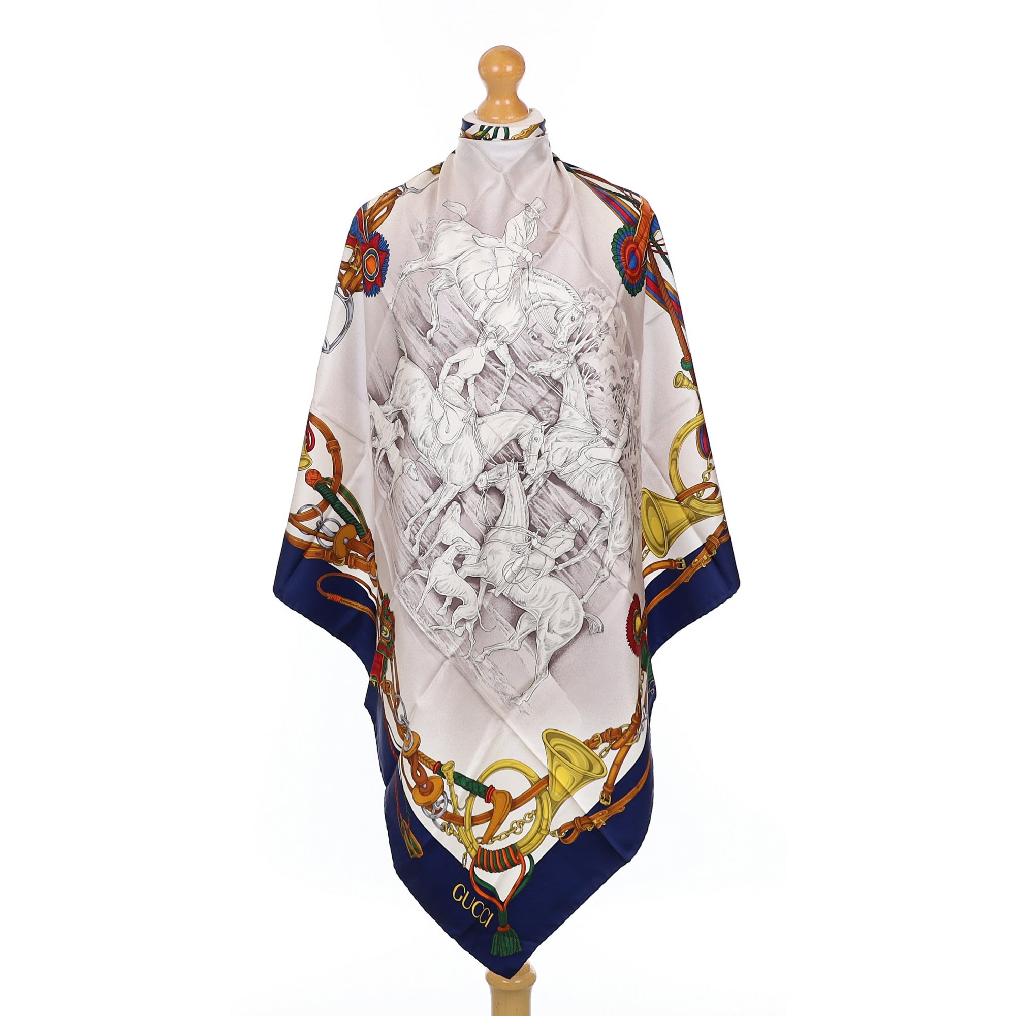 Brand New Gucci 1970’s Equestrian Vintage Silk Scarf