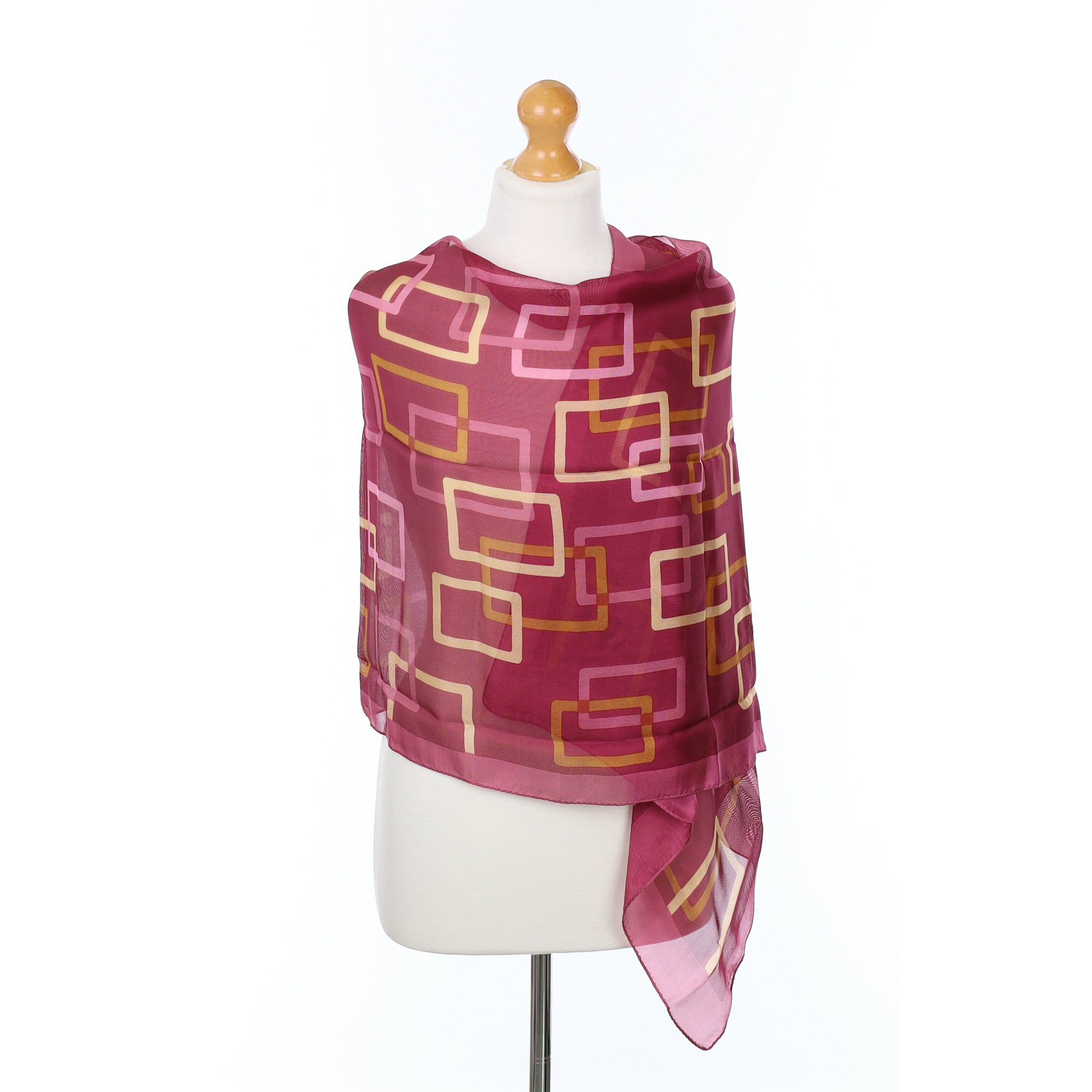 Pink and Yellow Wrap Style Light Silk Scarf