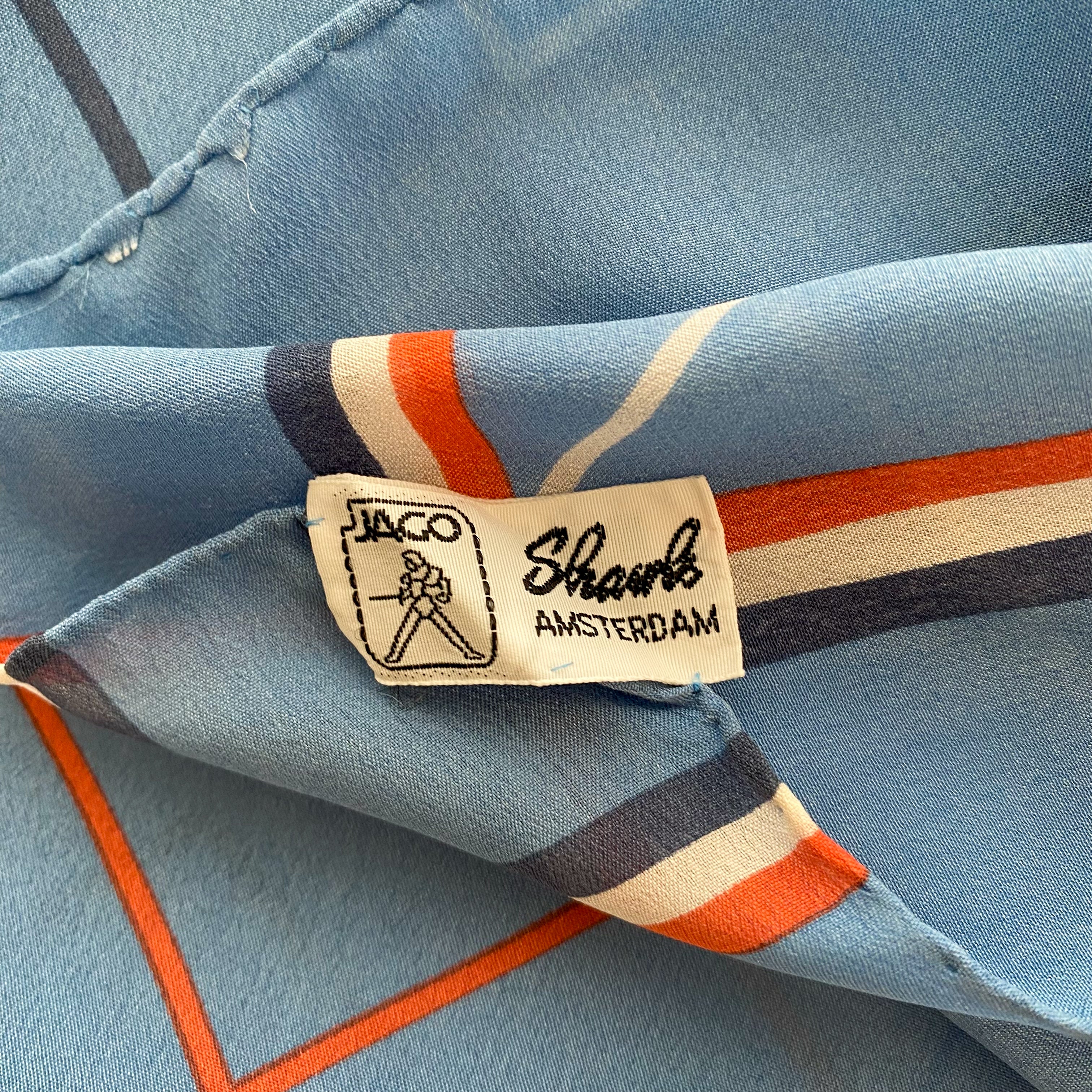 Striped Blue Vintage Silk Scarf