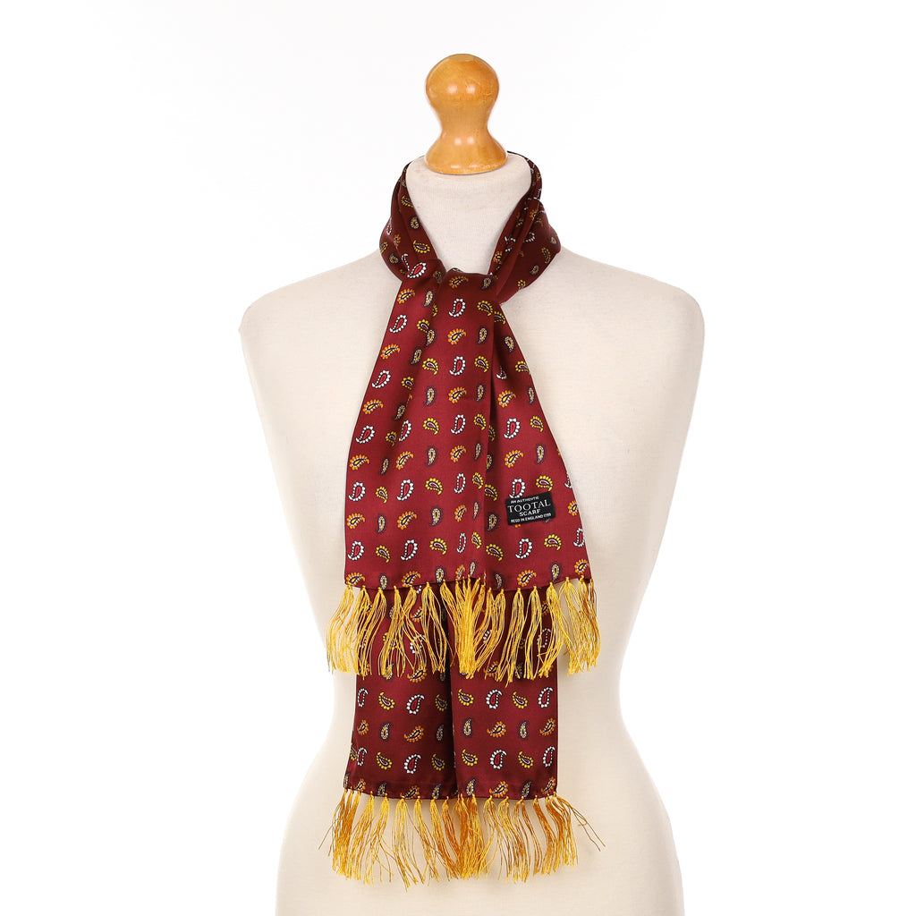 Brand New Tootal Deep Burgundy Paisley Silk Scarf