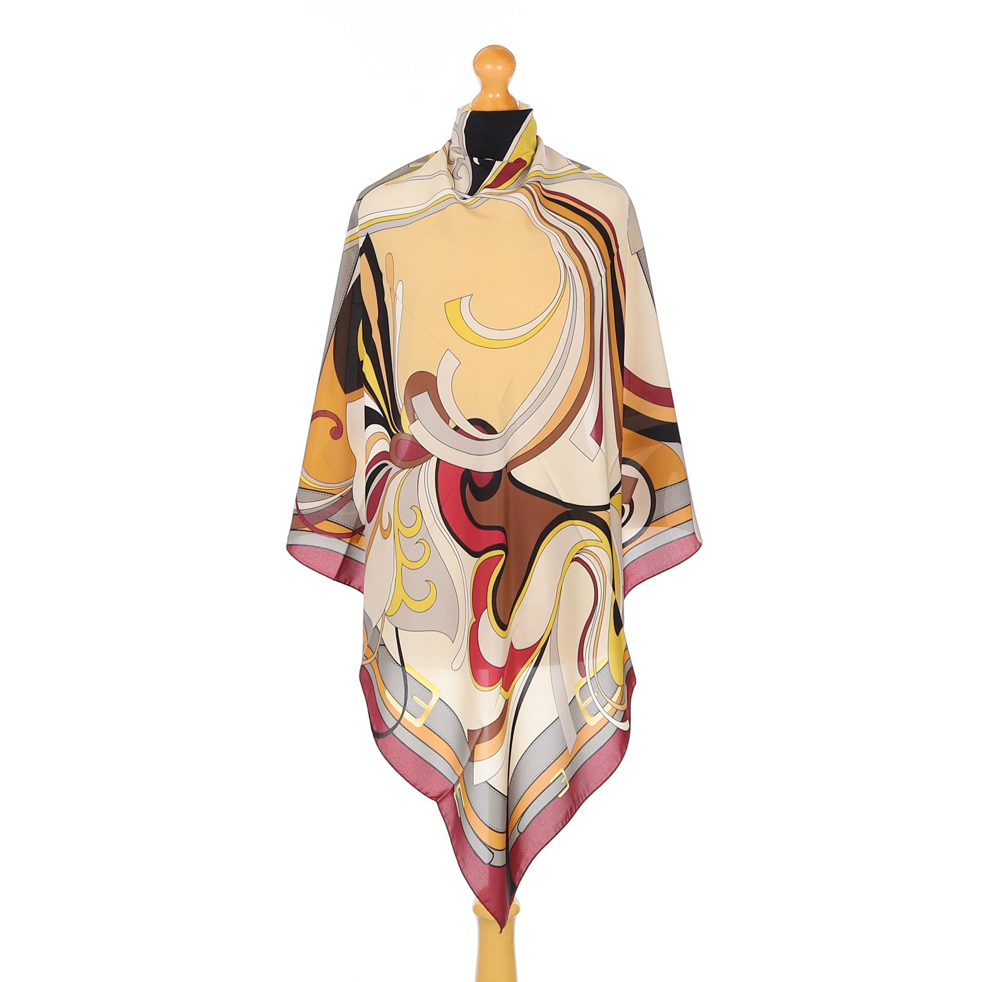 Brand New Italian Caramel Swirl Design Silk Scarf