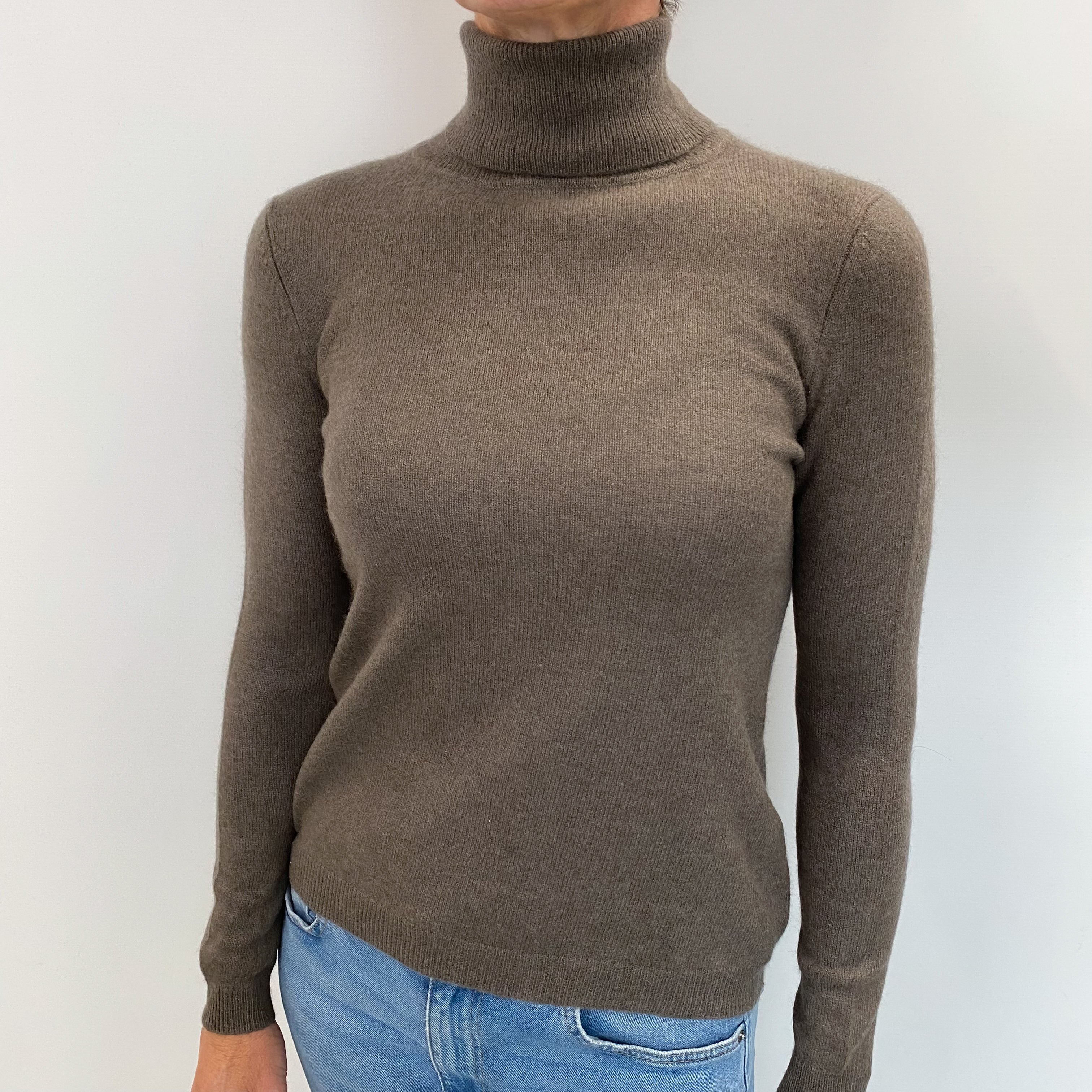 Donkey Brown Cashmere Polo Neck Jumper Small