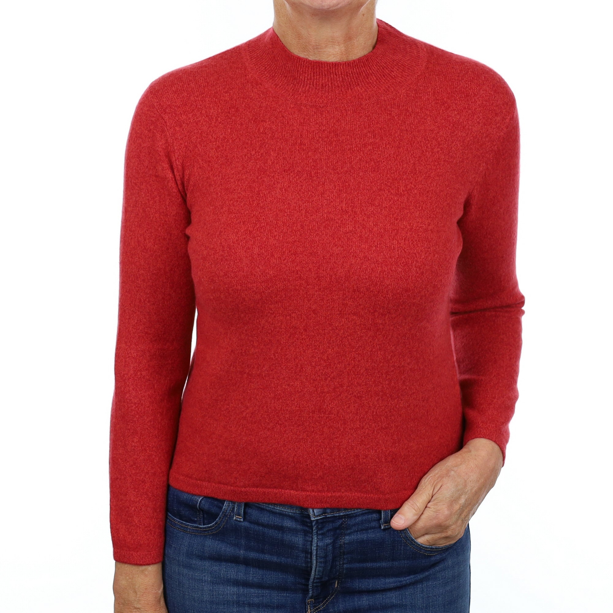 Paprika Red Marl Cashmere Turtle Neck Jumper Medium