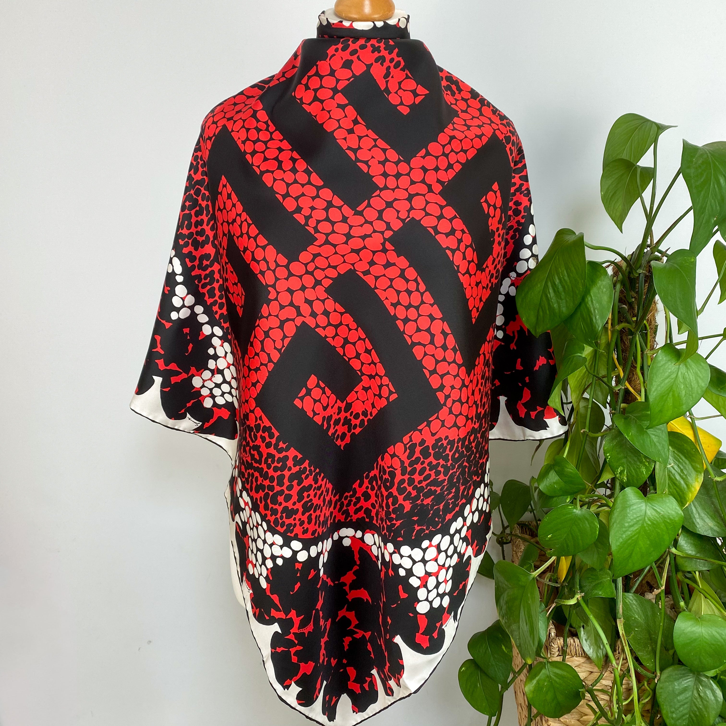 Immaculate Red and Black Givenchy Silk Scarf