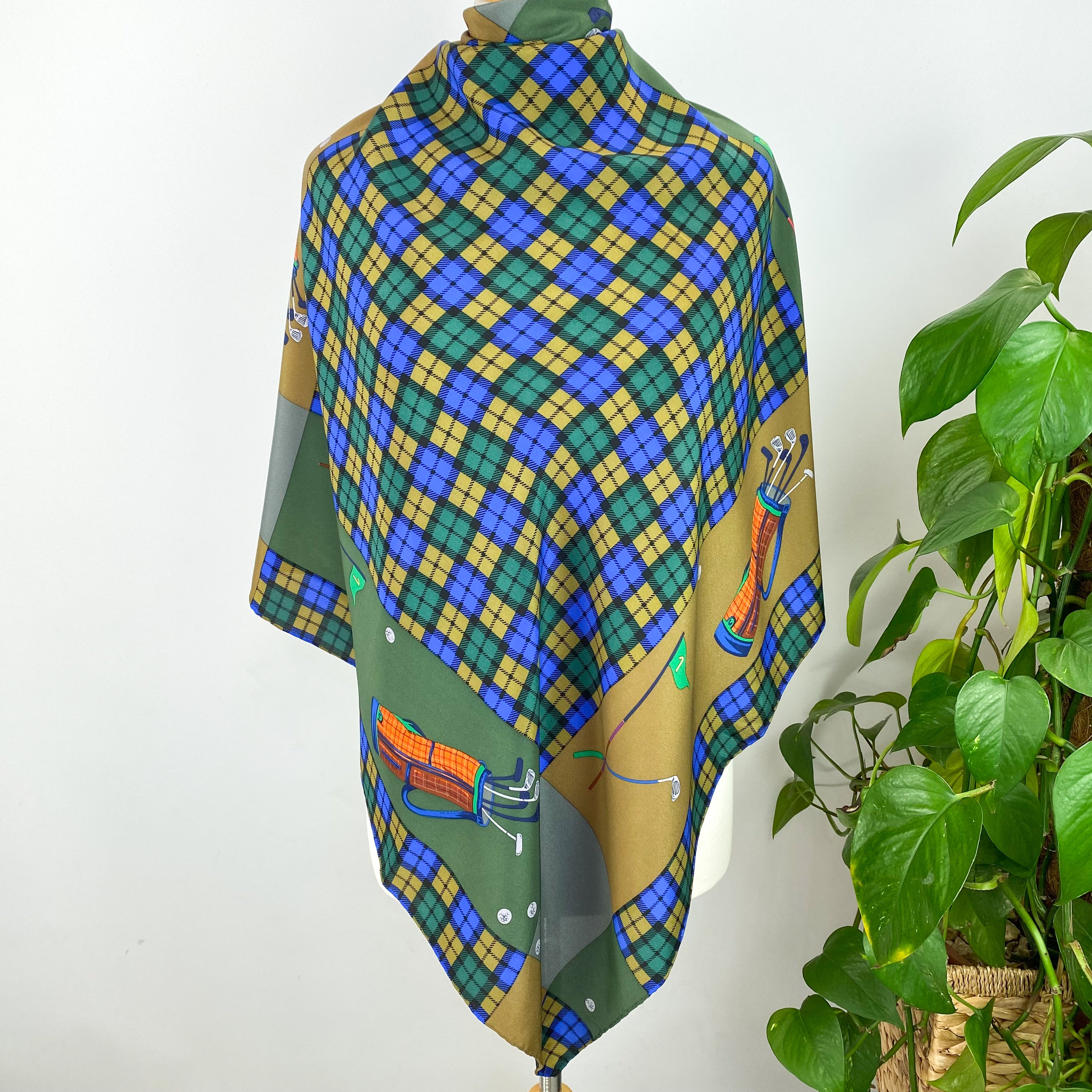 1980s Mantero Golf Design Vintage Silk Scarf