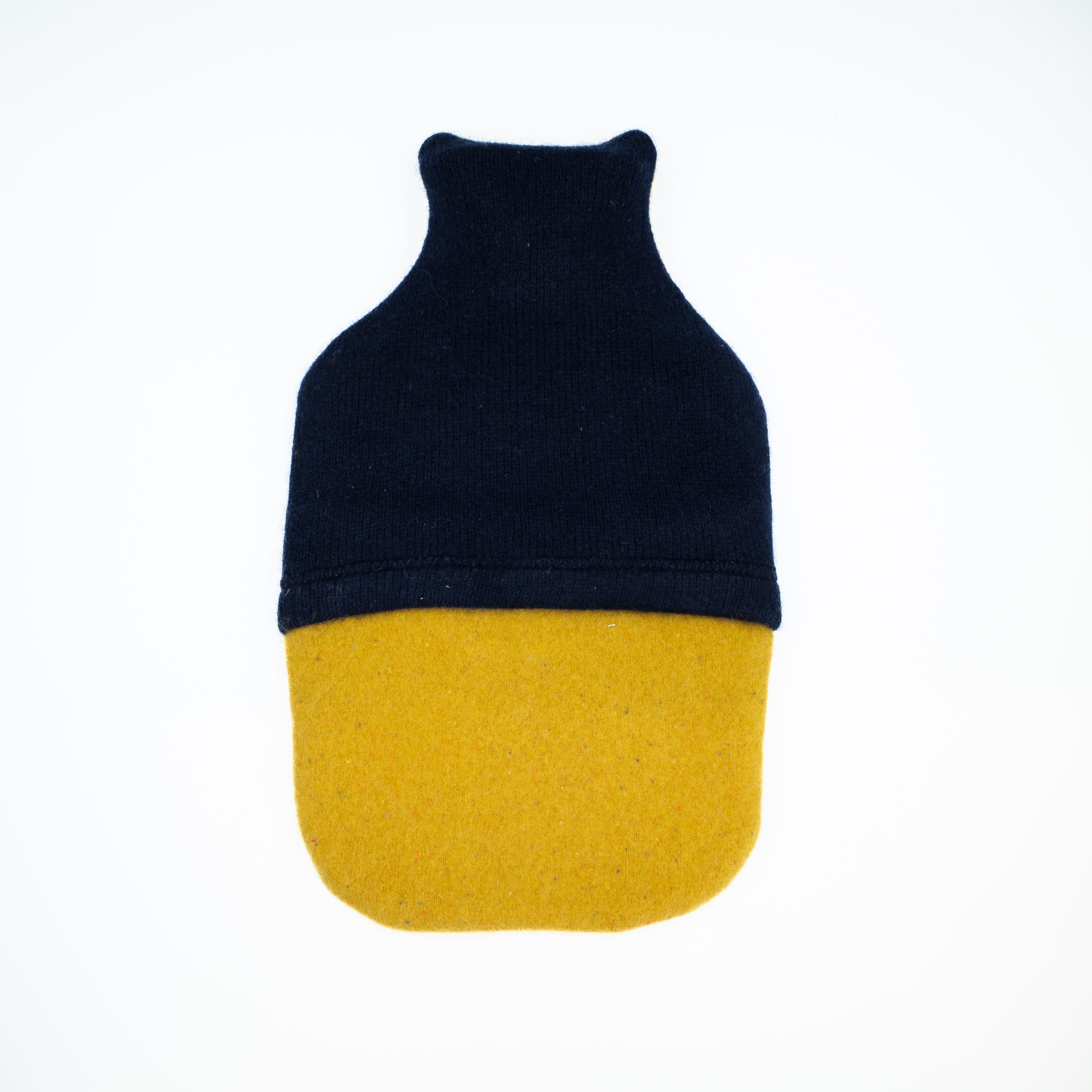 Flecked Mustard and Navy Cashmere Hot Water Bottle