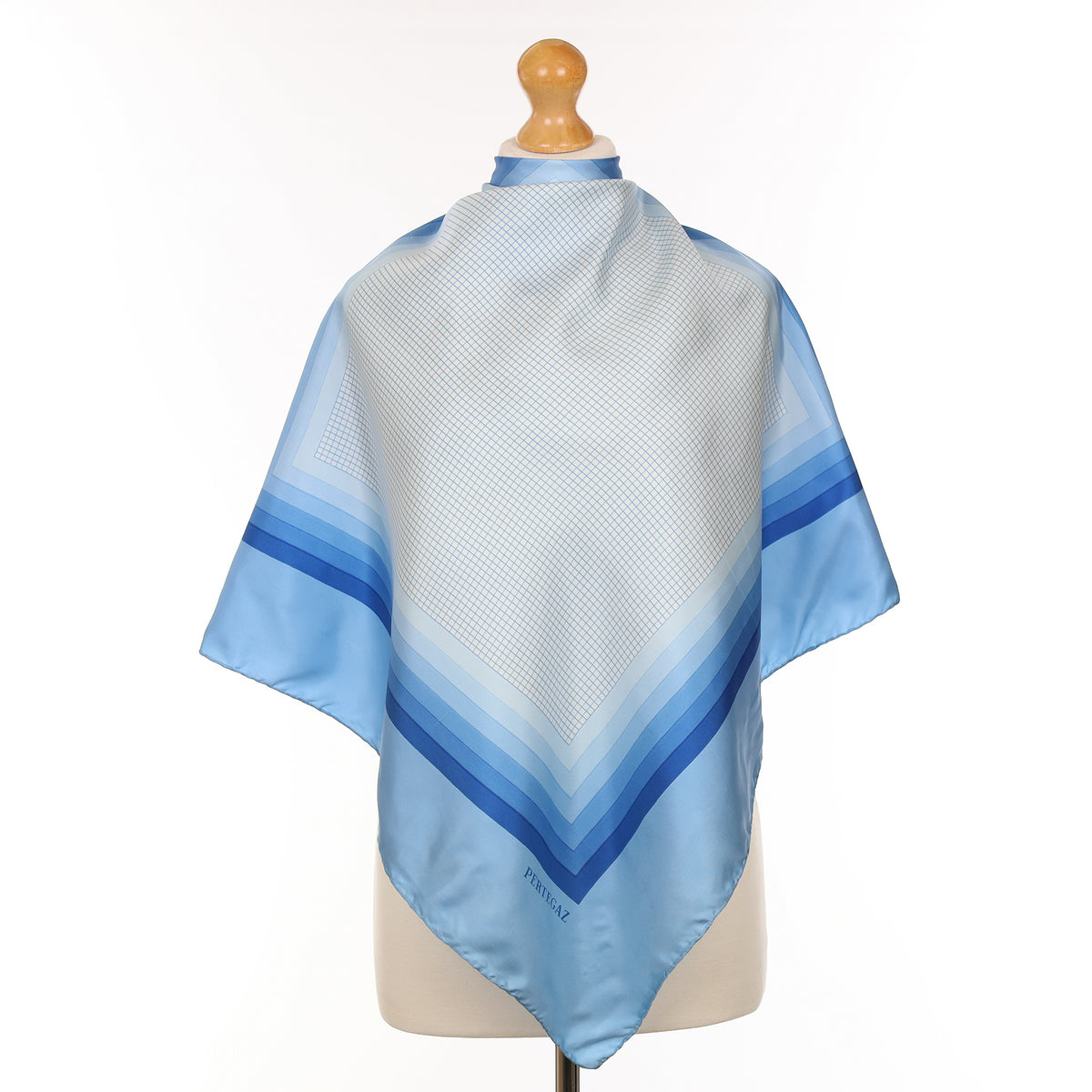 Blue Geometric Vintage Silk Scarf