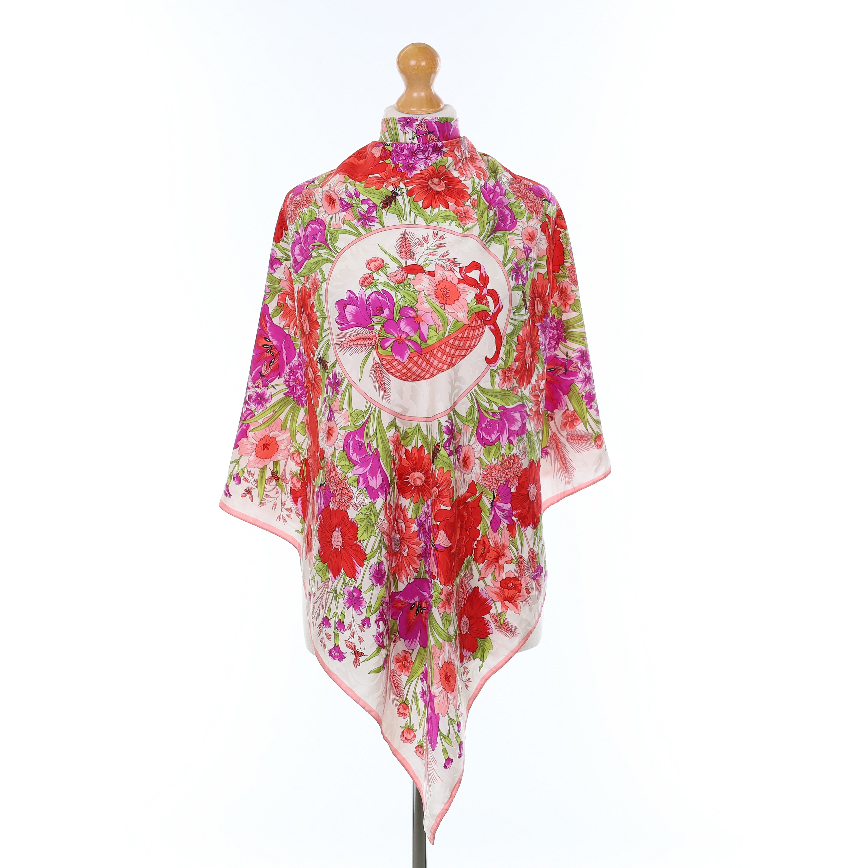 Pink Floral Silk Scarf