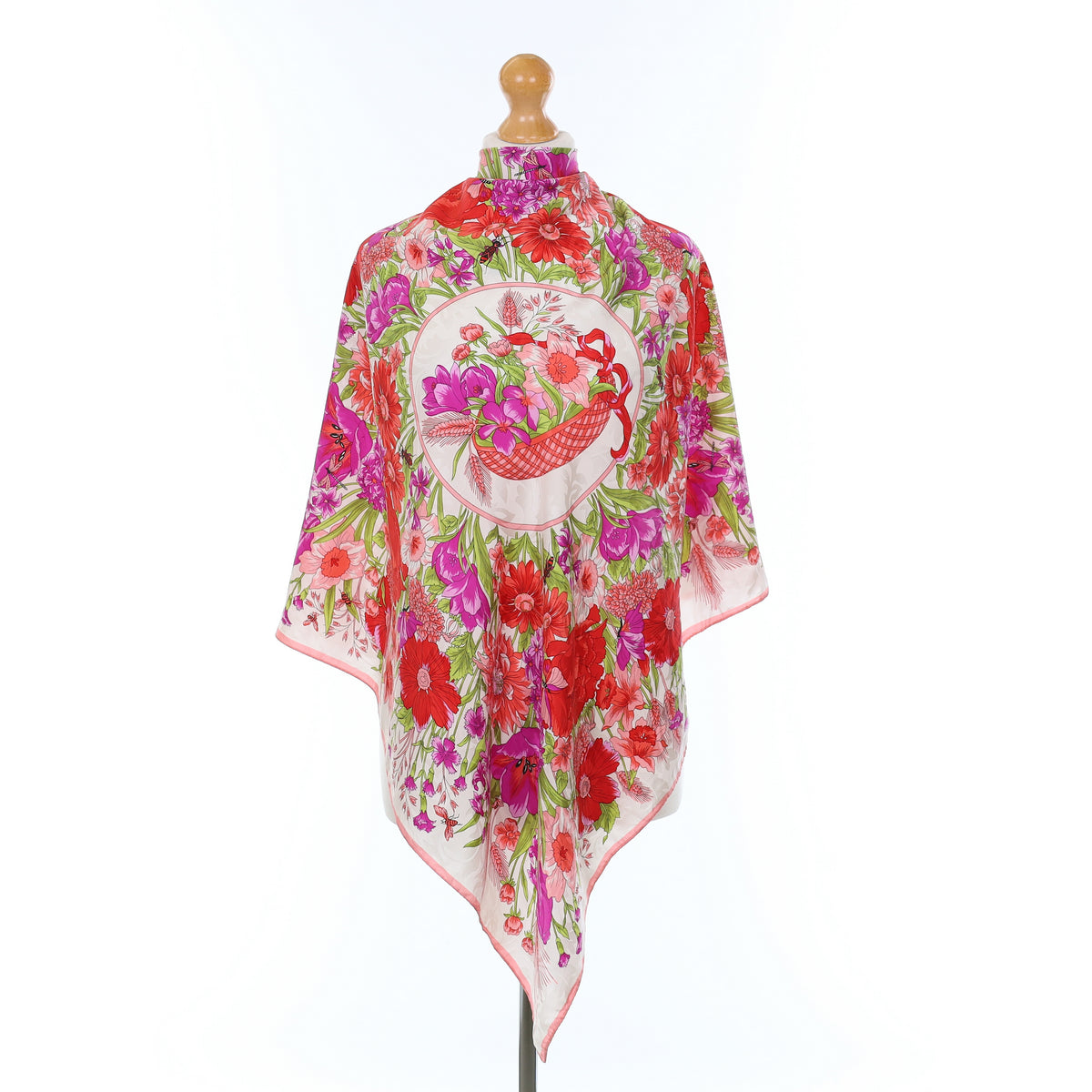 Pink Floral Silk Scarf