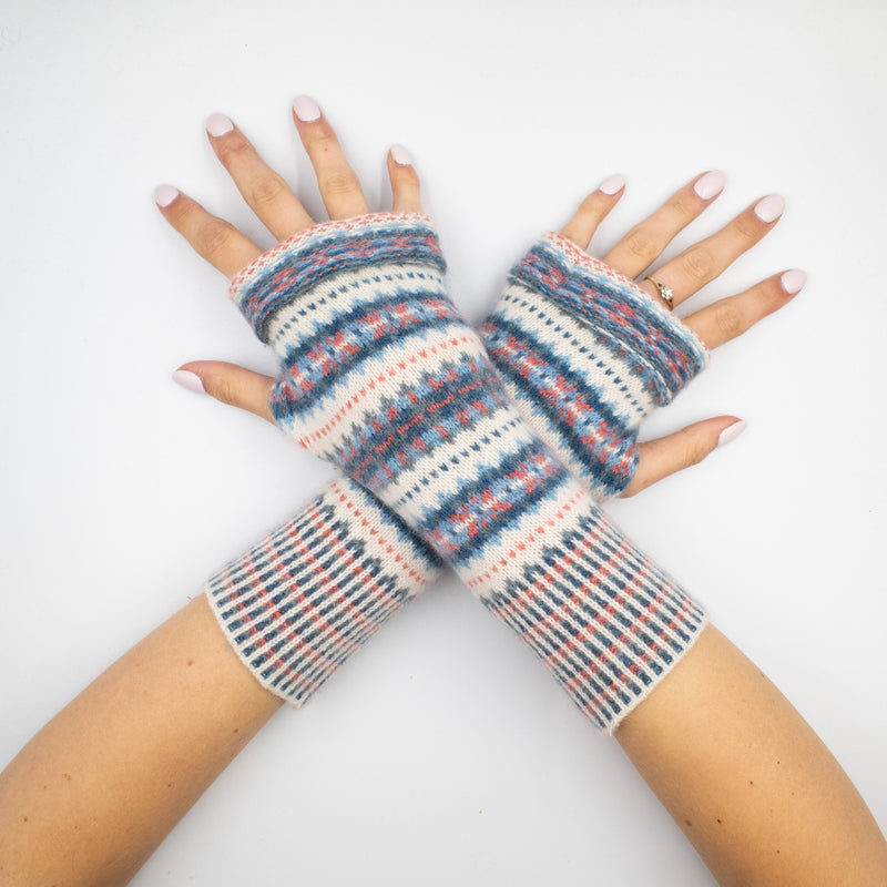 Fair Isle Patterned Fingerless Gloves