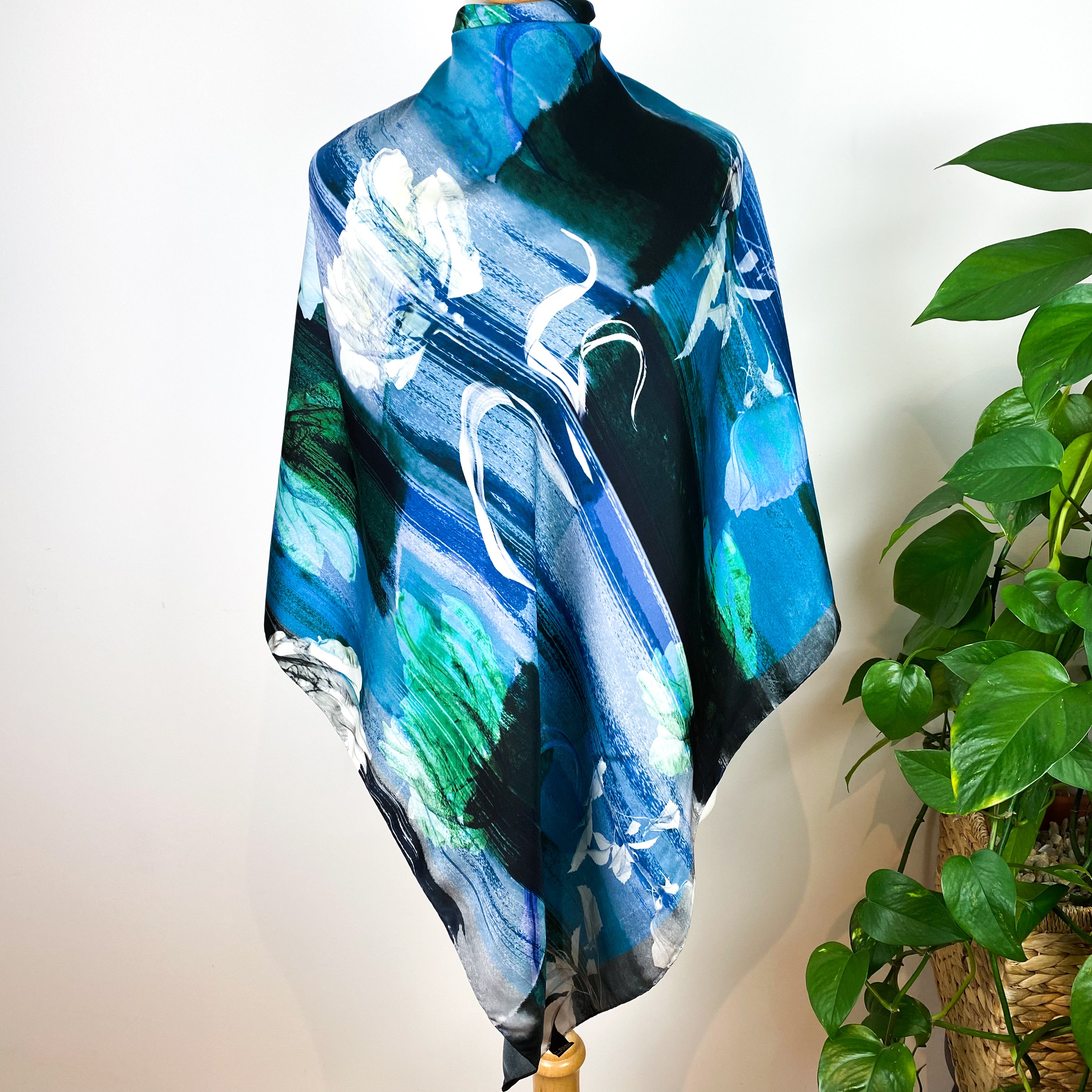 Italian Modern Floral Silk Scarf