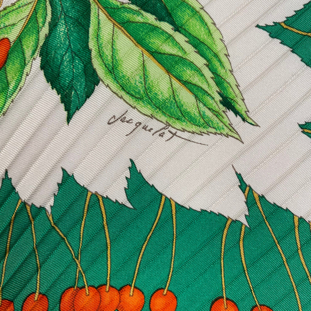 Boxed Hermès Les Merises Silk Plisse Scarf