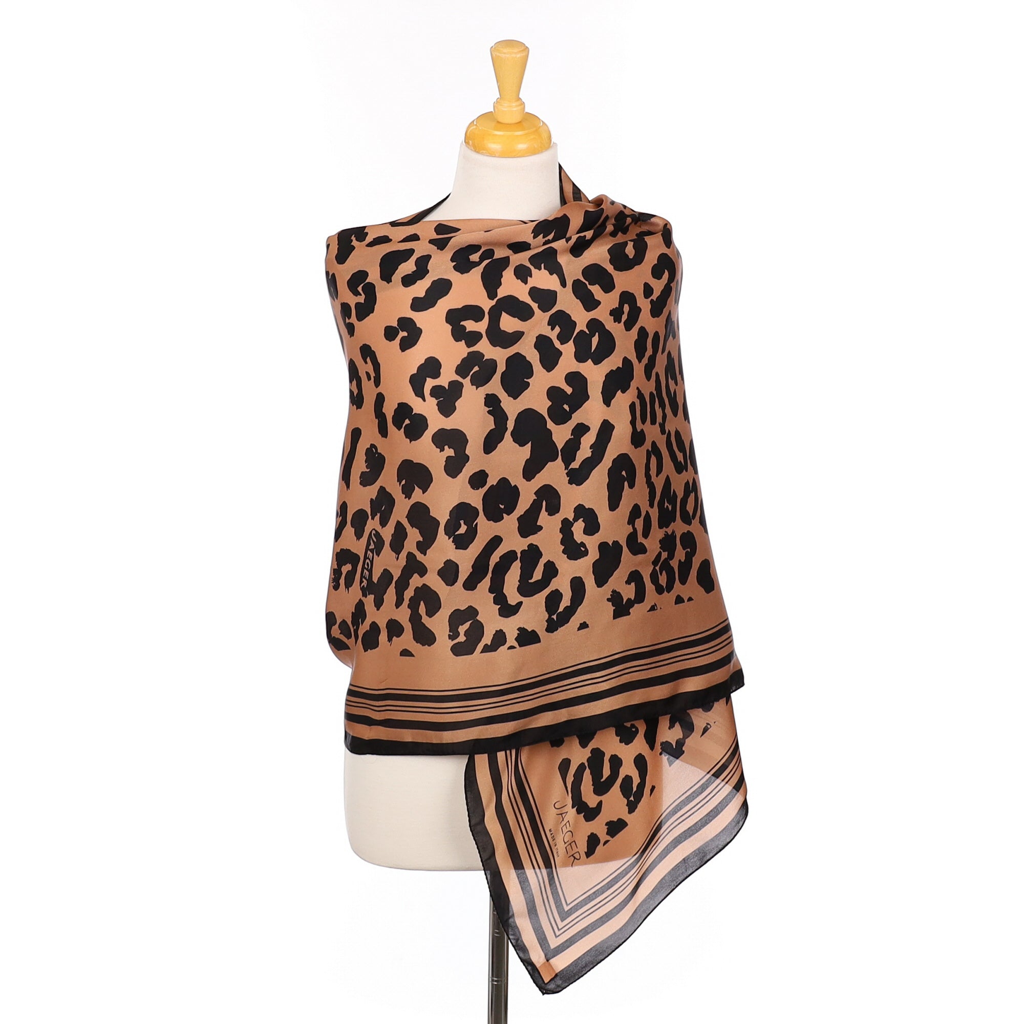 Jaeger Silk Brown Animal Print Silk Scarf