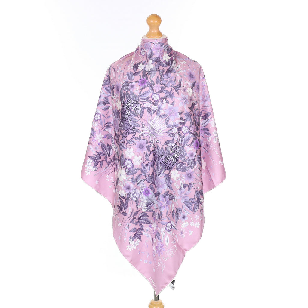 Liberty Purple Animal Floral Silk Scarf