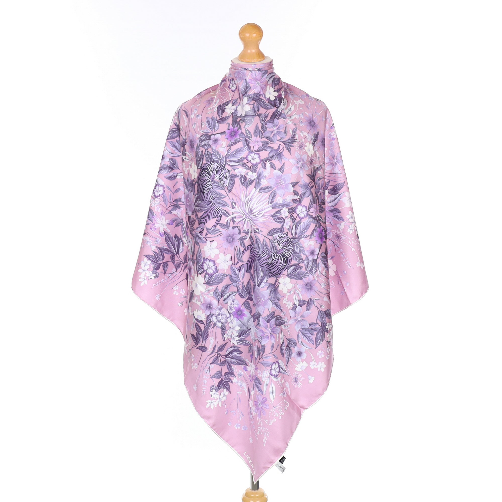 Liberty Purple Animal Floral Silk Scarf