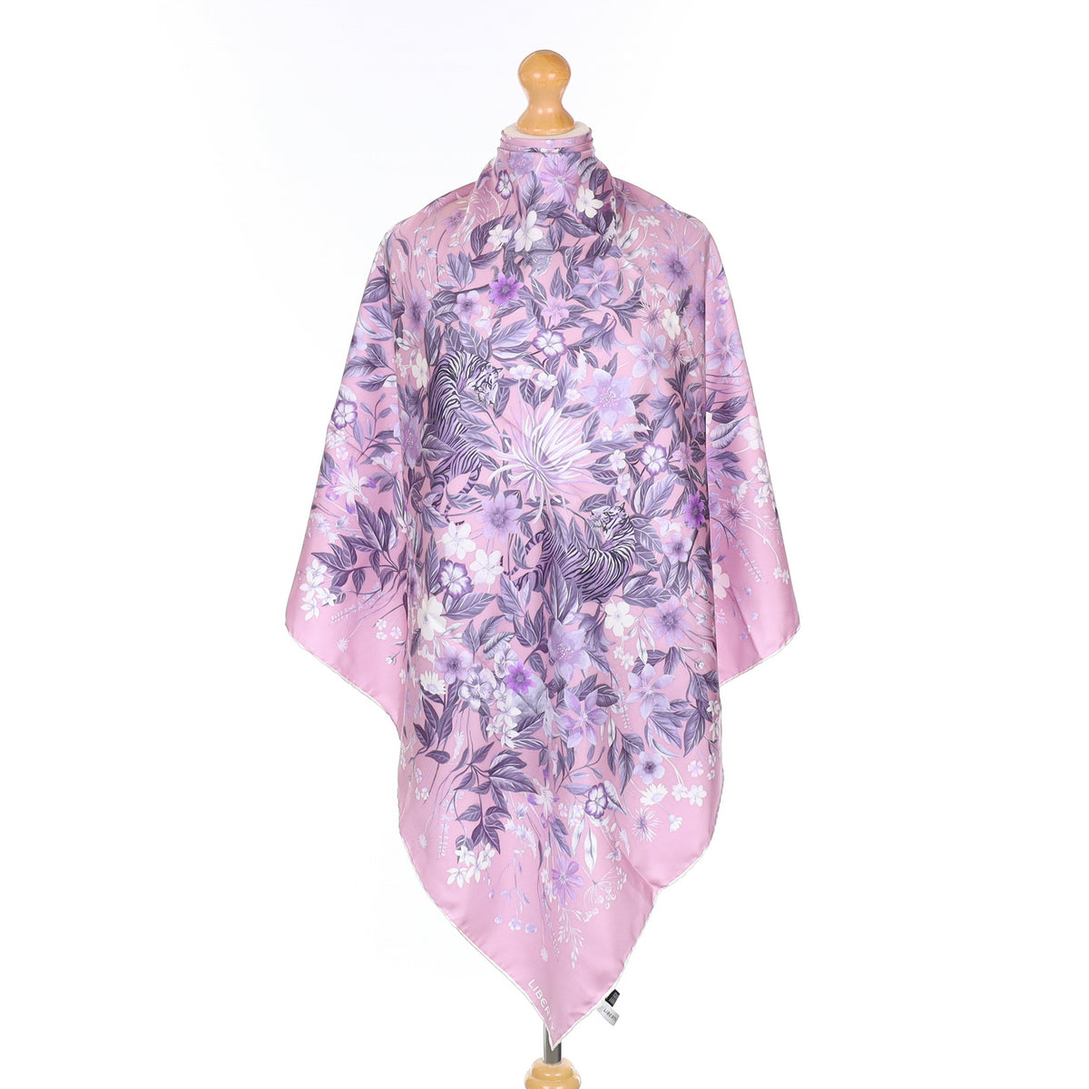 Liberty Purple Animal Floral Silk Scarf