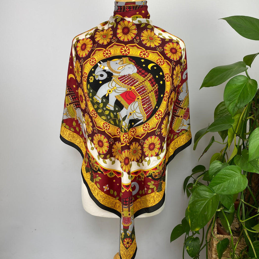 Tie Rack Elephant Vintage Silk Scarf