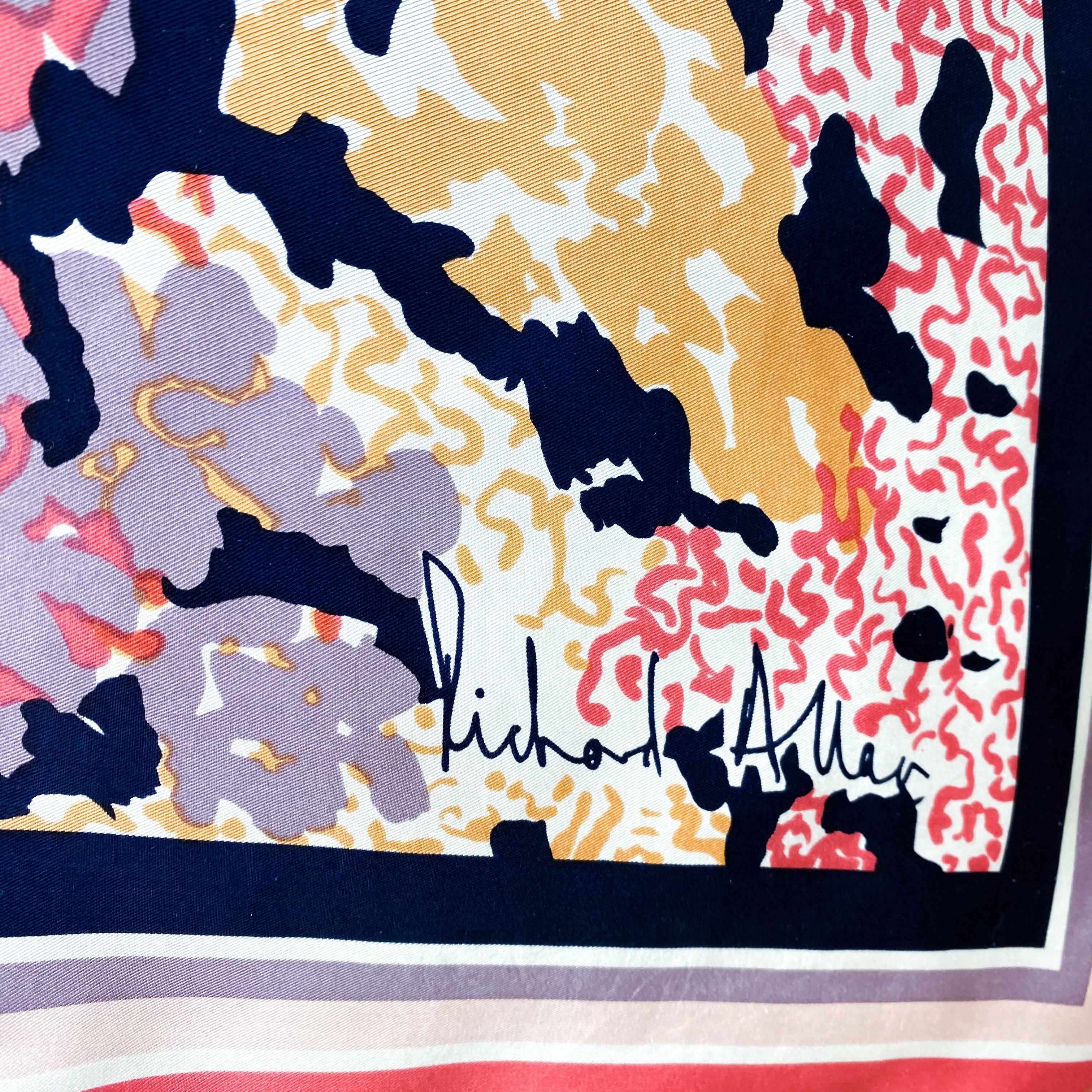 1970s Richard Allan Floral Silk Scarf