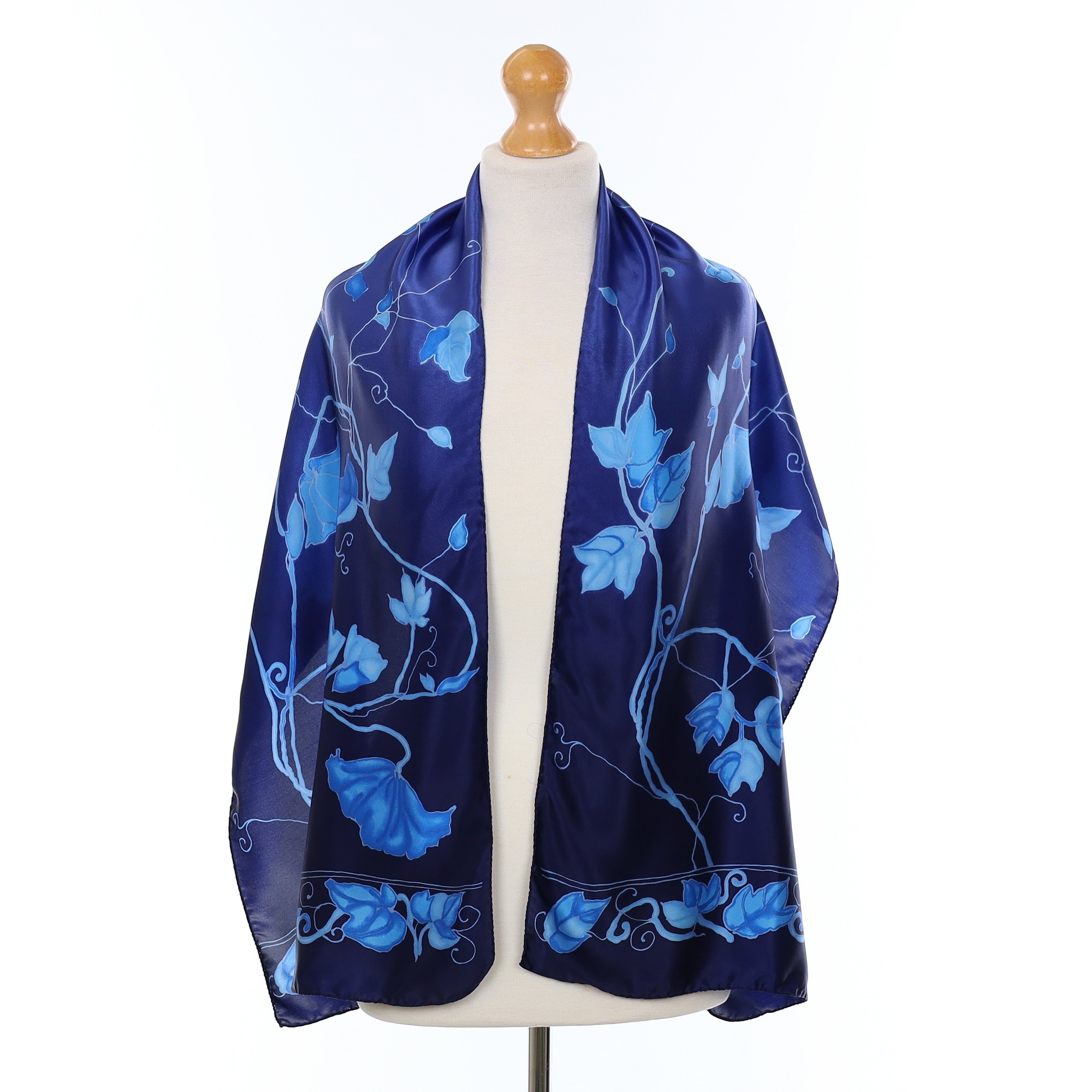 1980’s Blue Floral Vintage Silk Scarf
