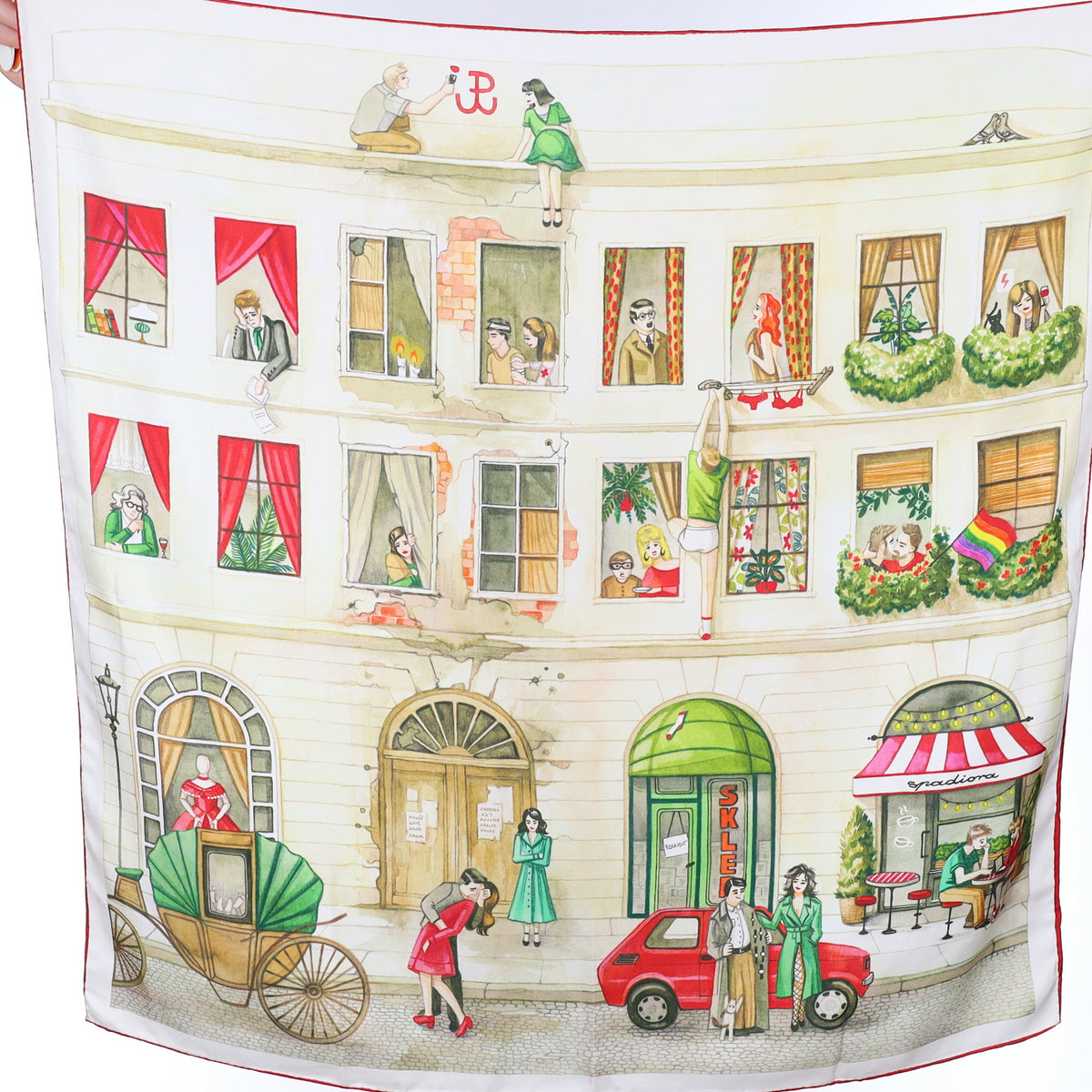 City Street Scene Silk Scarf