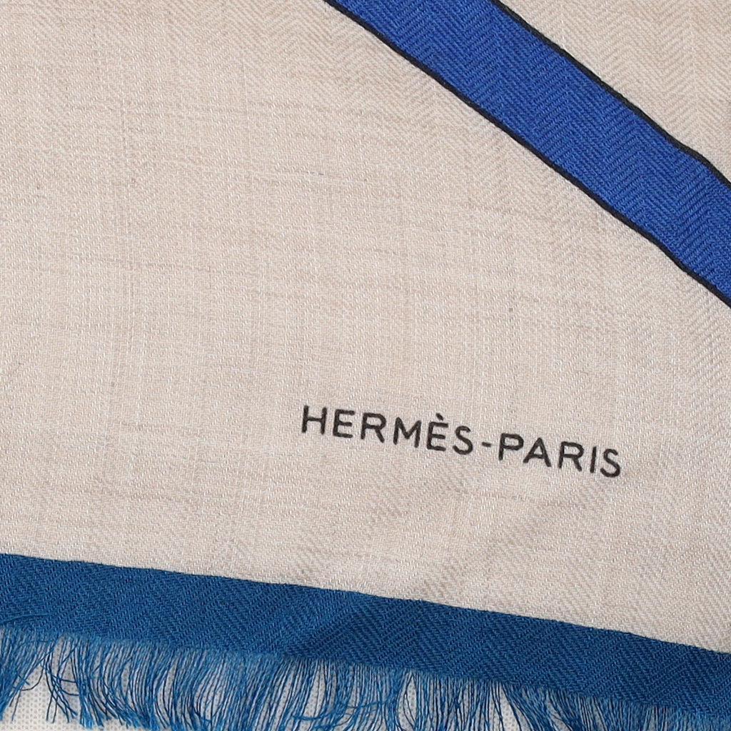 Brand New Boxed Hermès Cycling Silk & Cashmere Stole