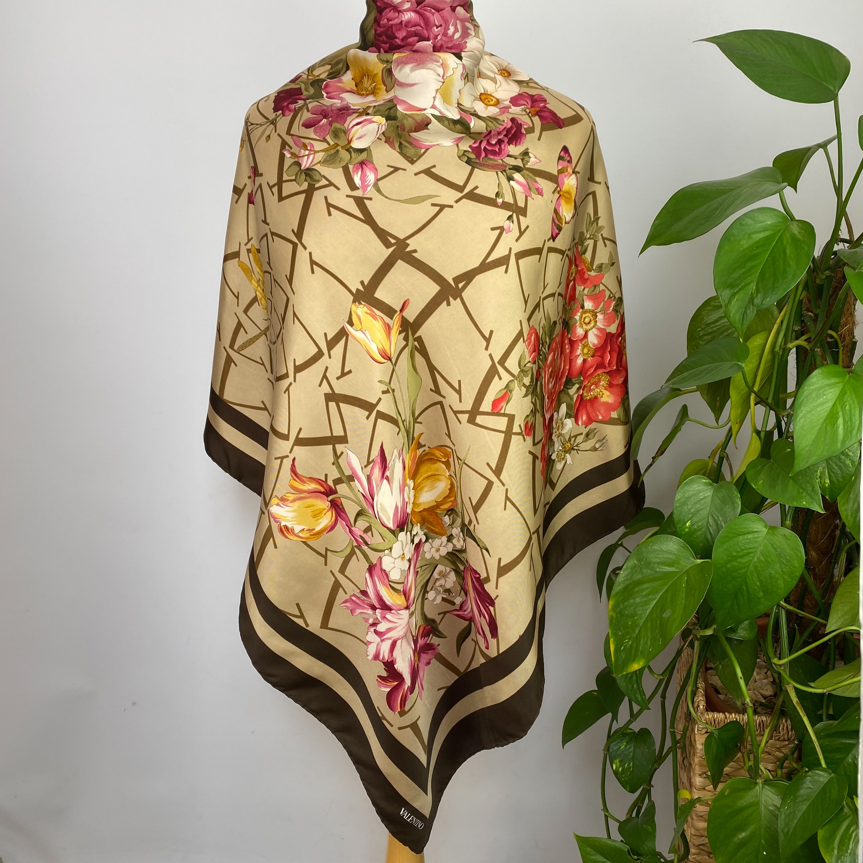 Valentino Floral Designer Silk Scarf