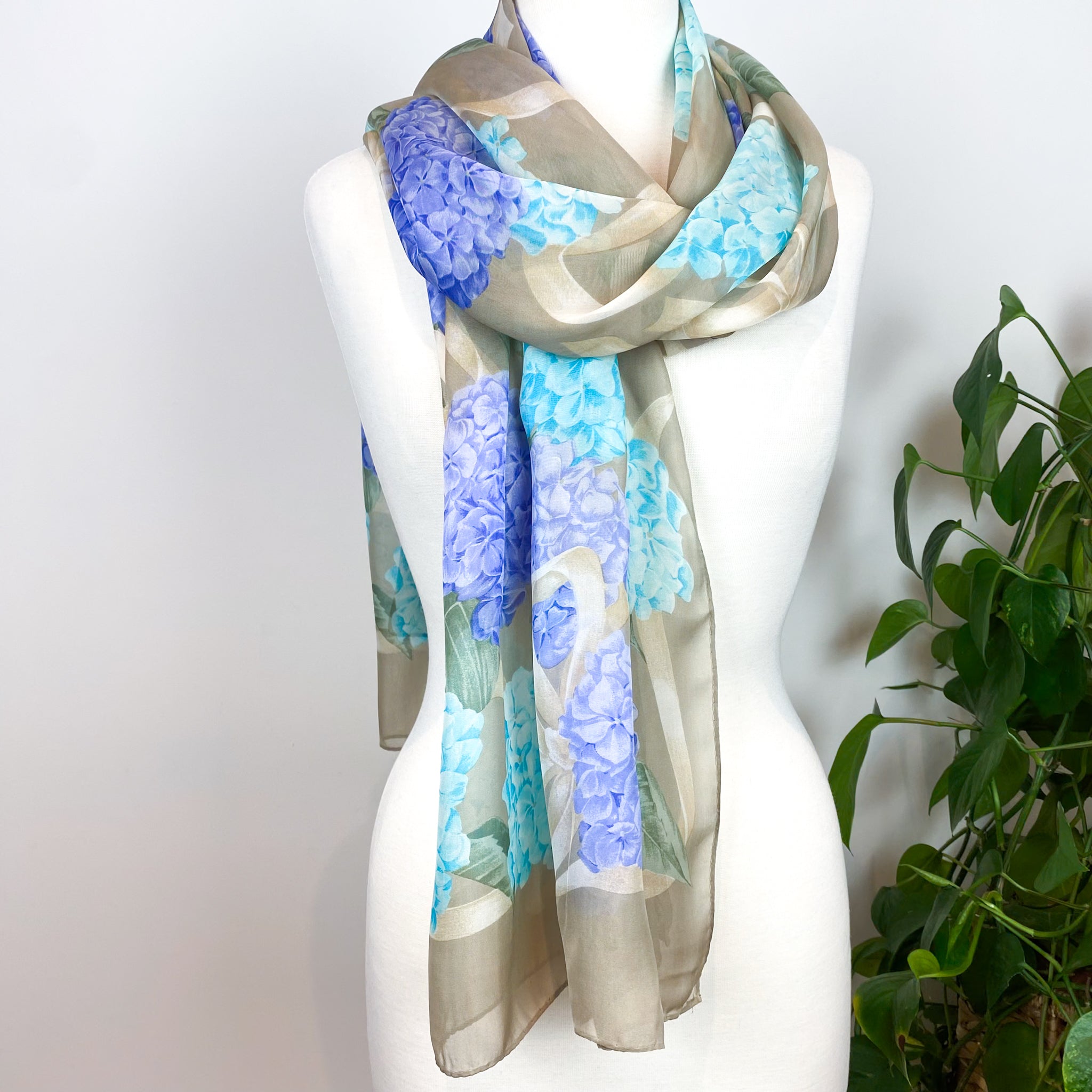 Jaeger Floral Chiffon Vintage Silk Scarf
