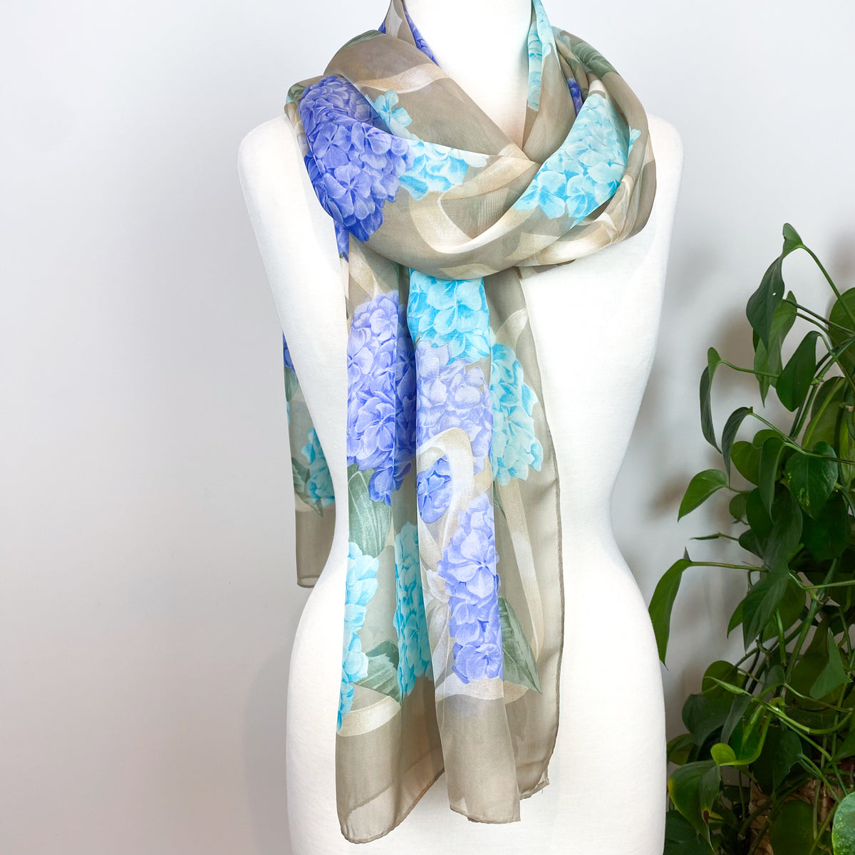 Jaeger Floral Chiffon Vintage Silk Scarf
