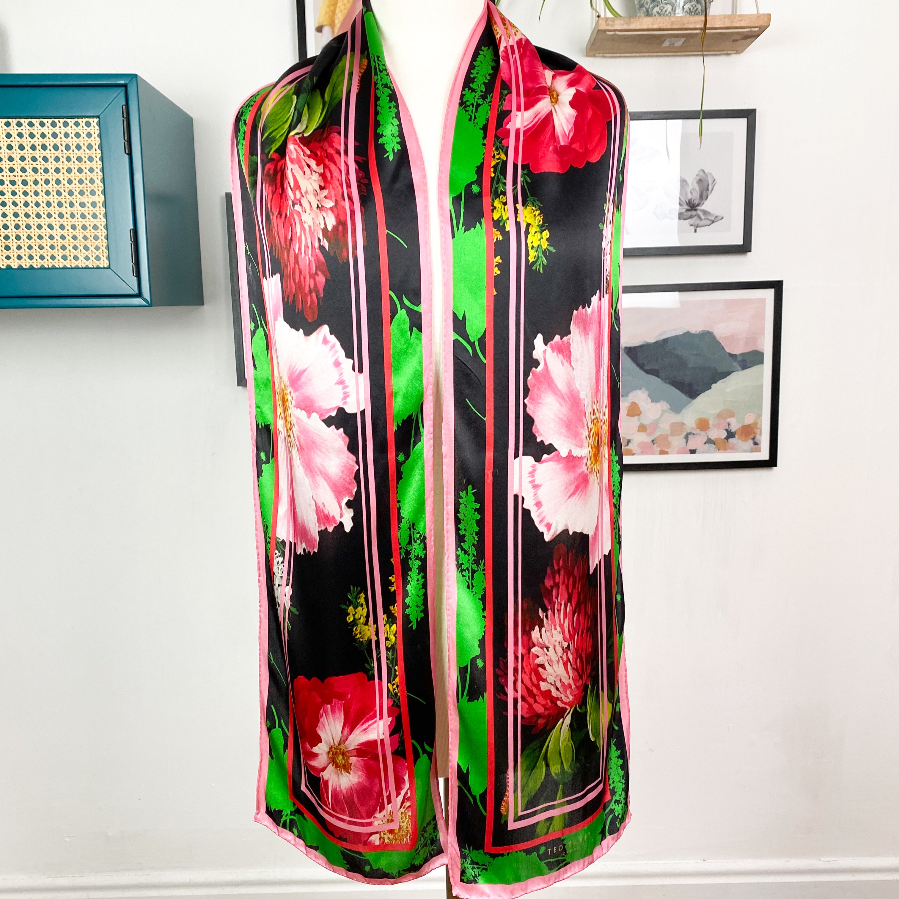 Long Ted Baker Floral Silk Scarf
