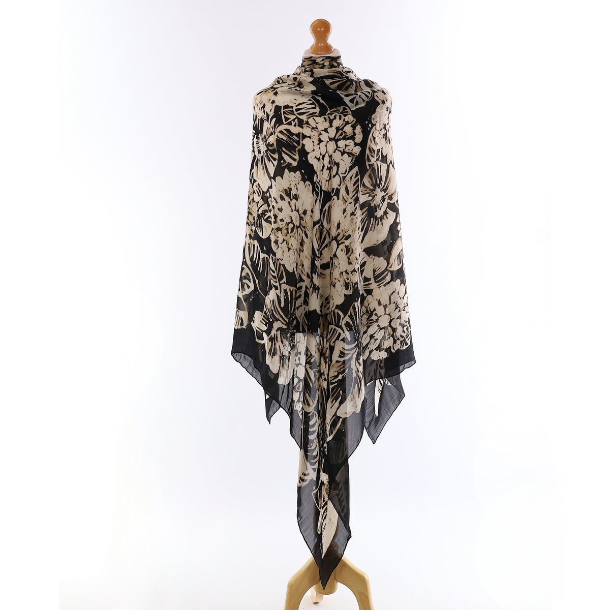 Brand New Boxed Jaeger Monochrome Floral Silk Scarf