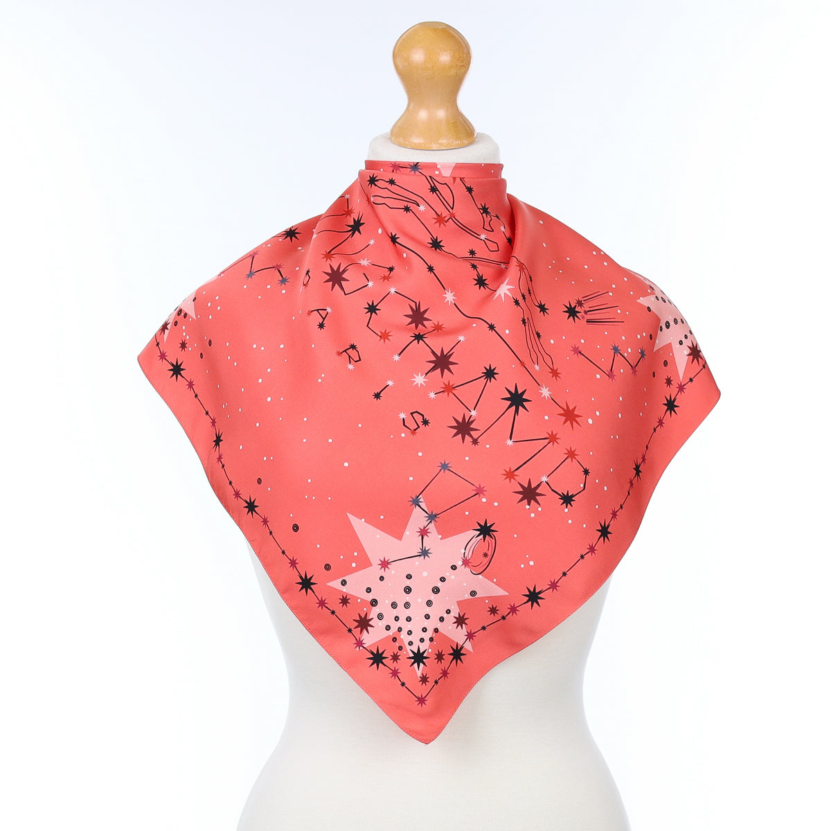 Longchamp Coral Star Constellation Silk Scarf