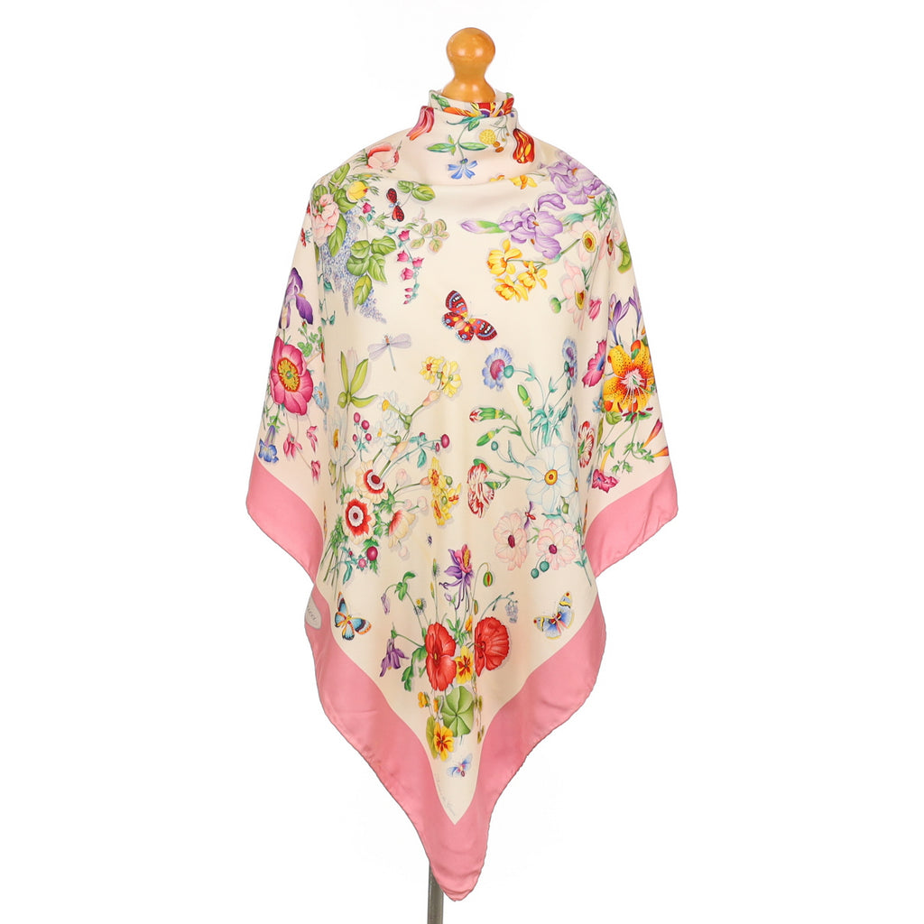 Gucci Floral Pink Silk Scarf